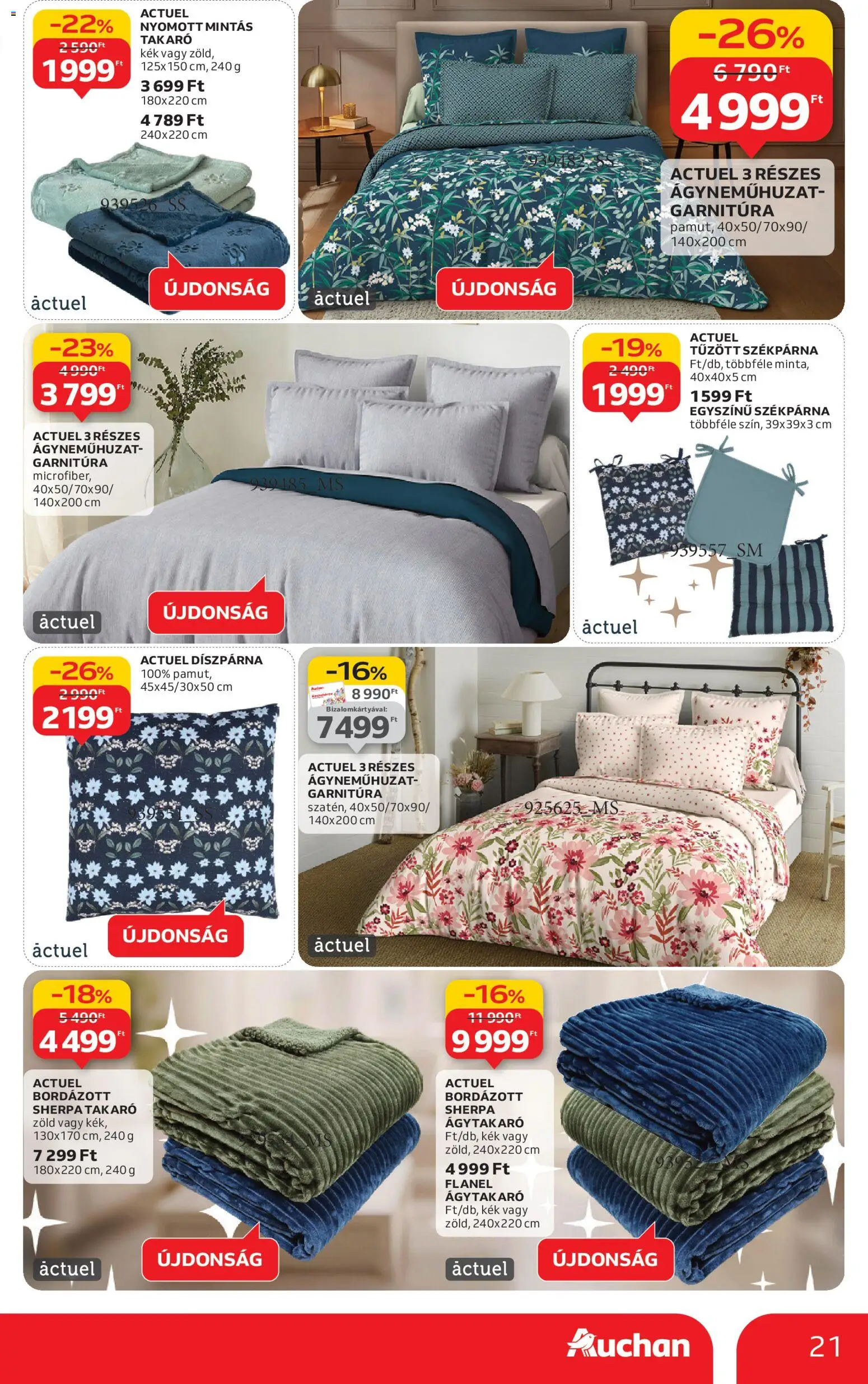 Auchan akciós ujság - amely érvényes a következő dátumtól: 24.12.2025 | Oldal: 21 | Termékek: Takaró, Ágyneműhuzat, Ágytakaró, Díszpárna