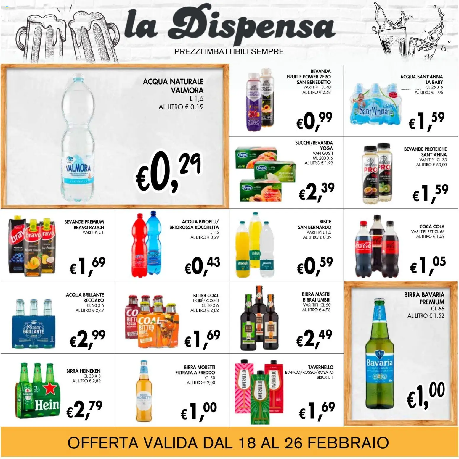 Volantino Coal del 18.02.2026 | Pagina: 18 | Prodotti: Acqua, Bibite, Heineken, Coca Cola