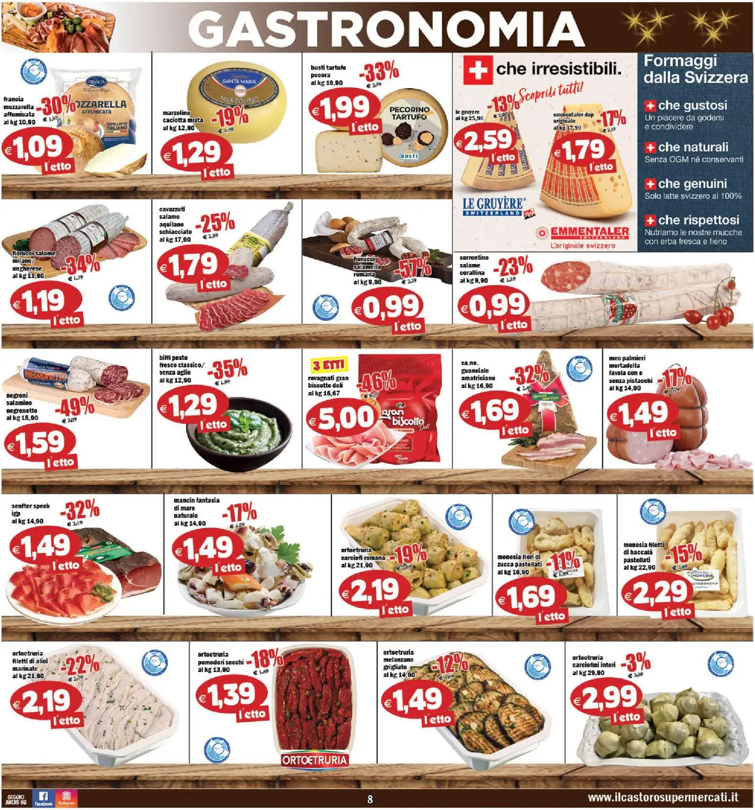 Volantino Il Castoro del 16.12.2025 | Pagina: 8 | Prodotti: Salame, Mozzarella, Latte, Pecorino