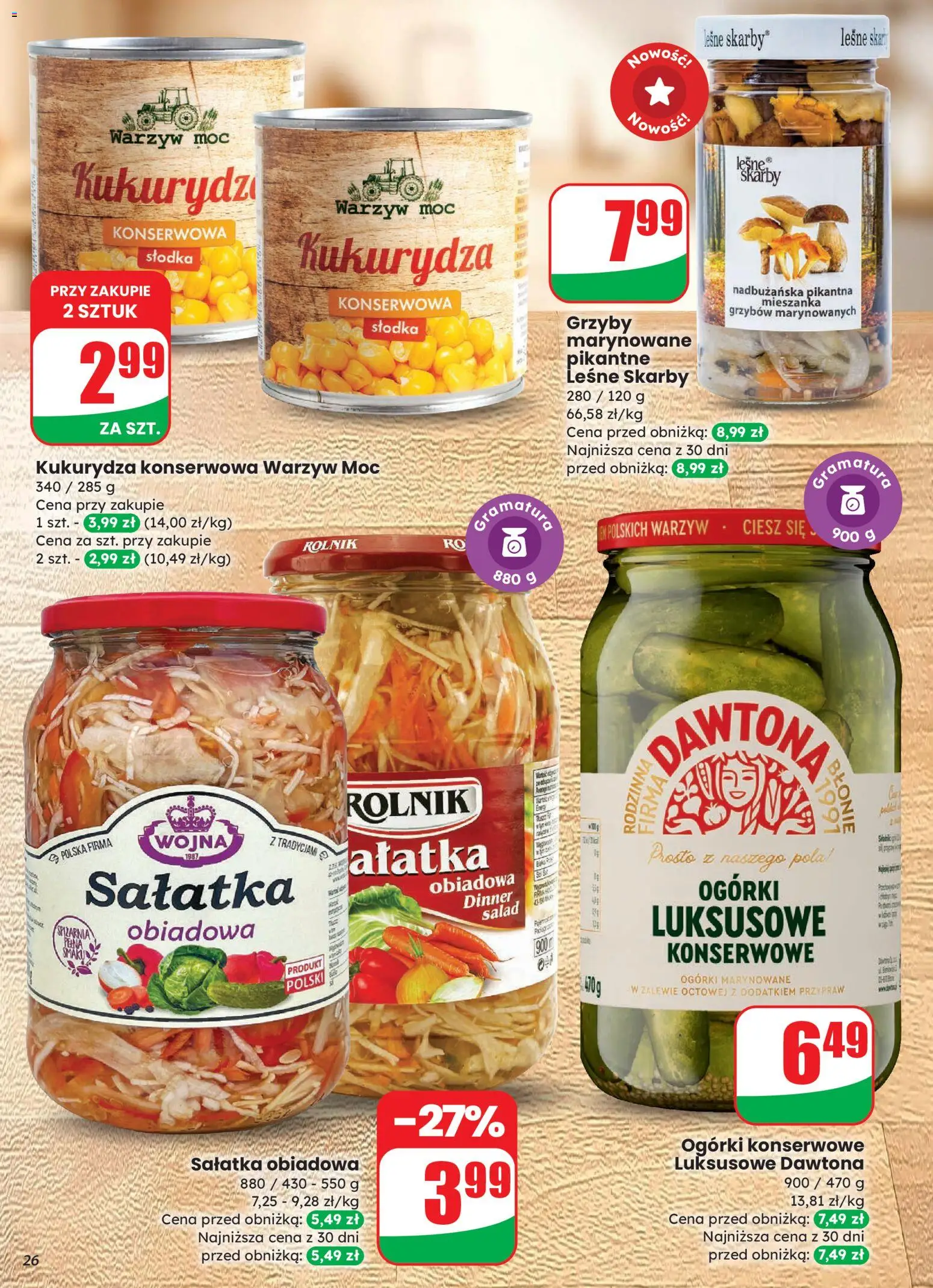Dino Gazetka od 12.11.2025 | Strona: 26 | Produkty: Kukurydza, Ogórki, Sałatka, Ogórki konserwowe