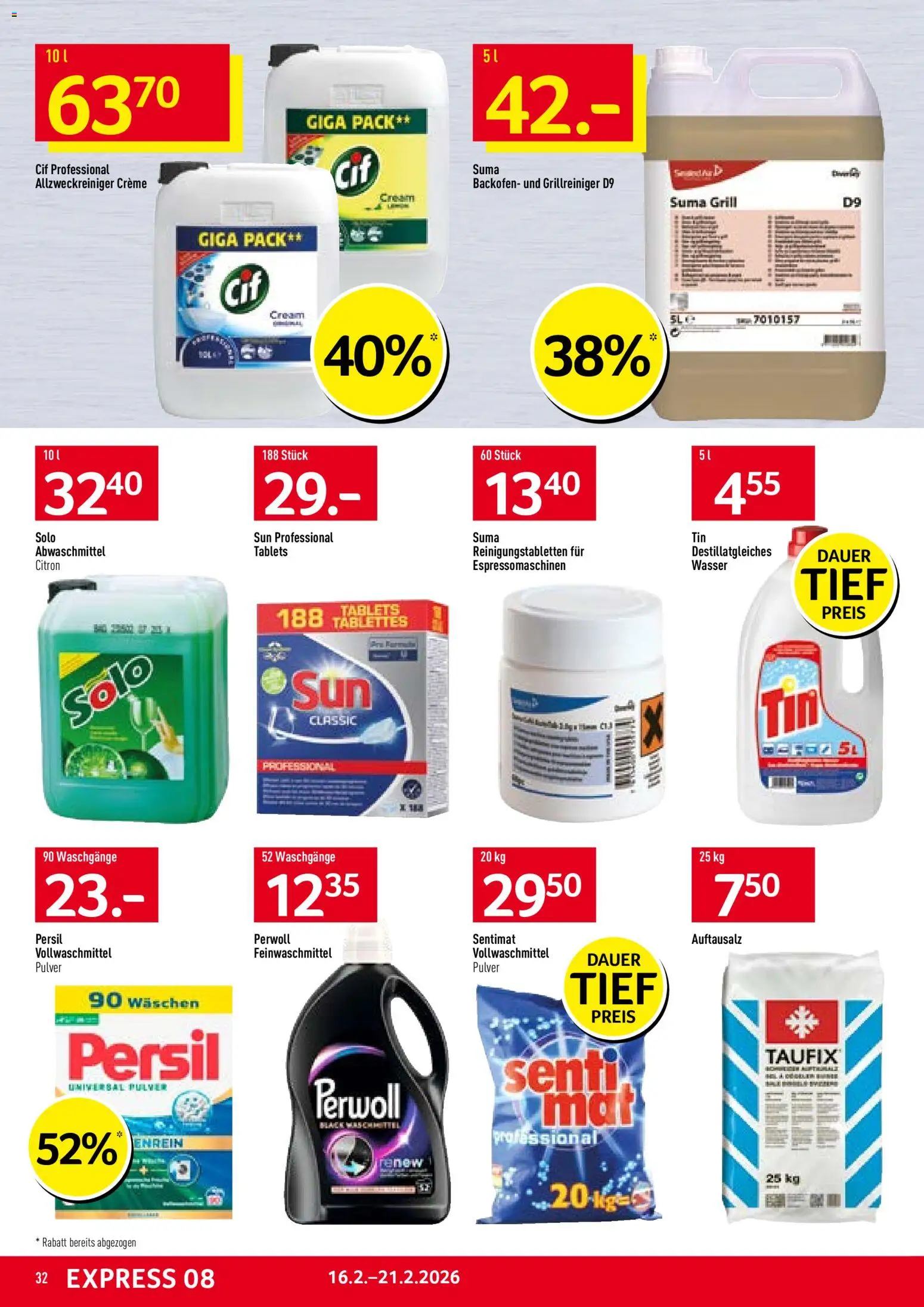 Prodega Aktionen – gültig ab 16.02.2026 | Seite: 32 | Produkte: Pulver, Wasser, Grill, Creme