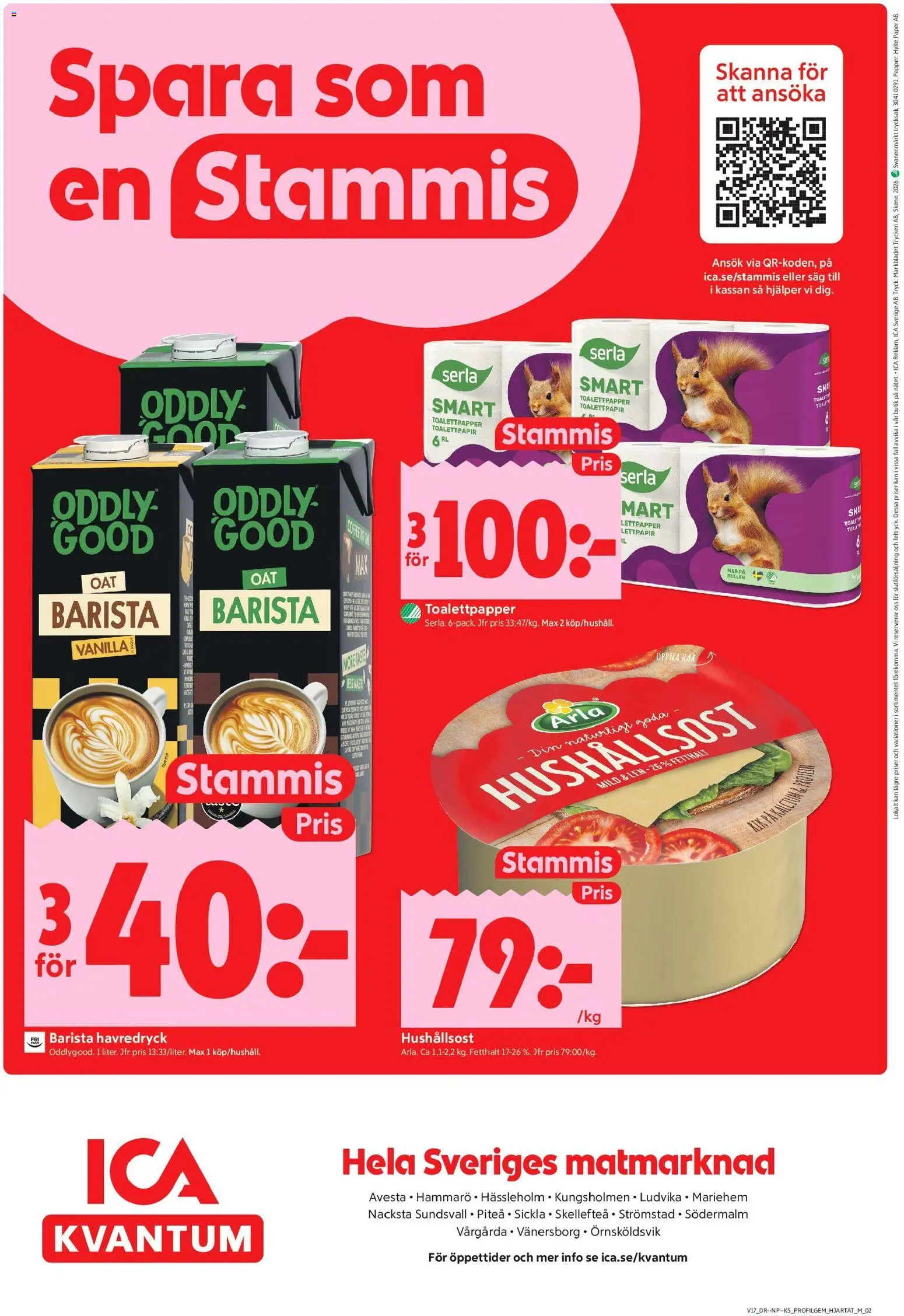 ICA Kvantum reklamblad aktuell från 20.04.2026 | Sida: 12 | Produkter: Såg, Toalettpapper, Hushållsost, Havredryck