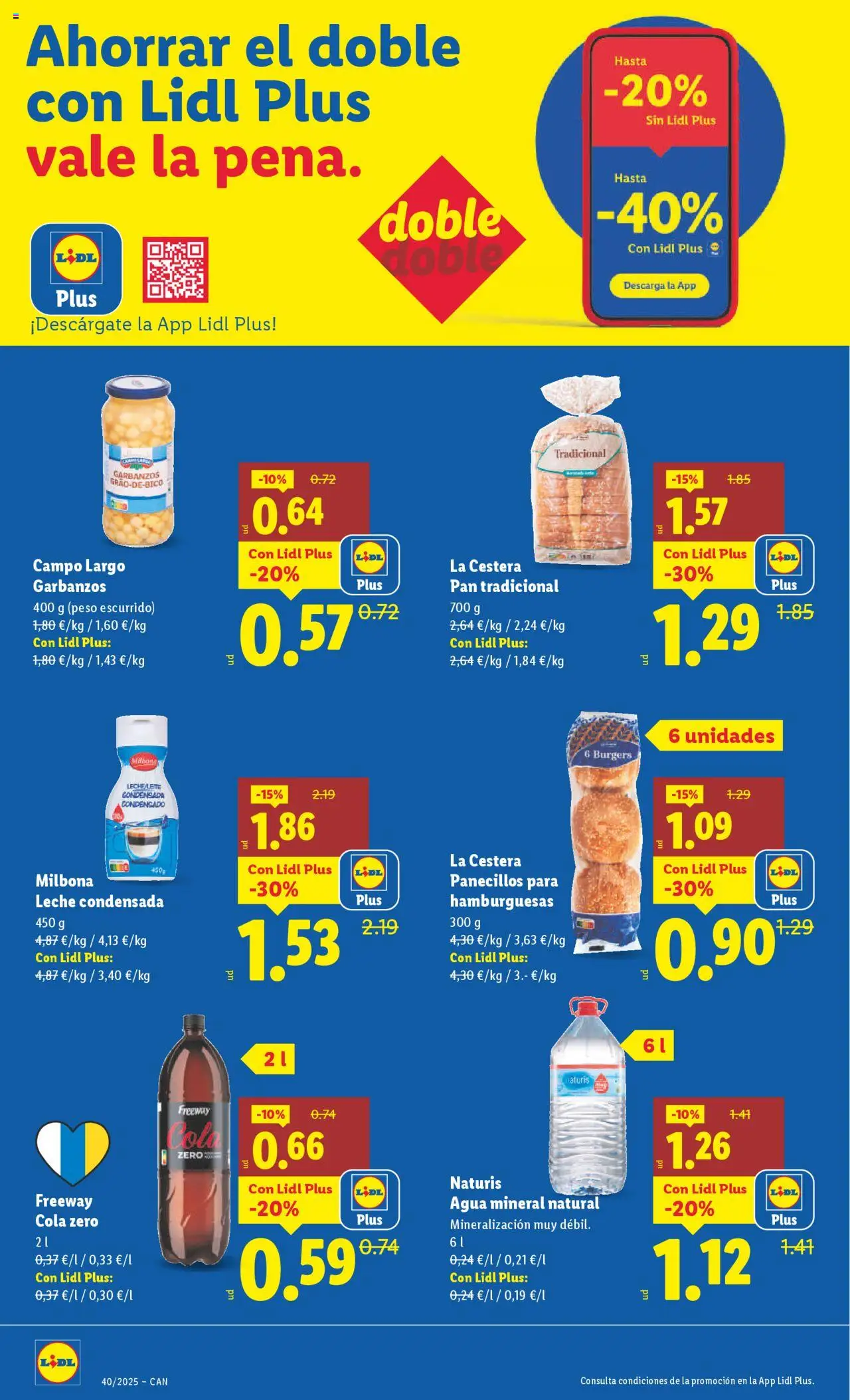 Lidl - Canarias │ válido desde el 29.09.2025 | Página: 8 | Productos: Leche, Pan, Peso, Agua mineral