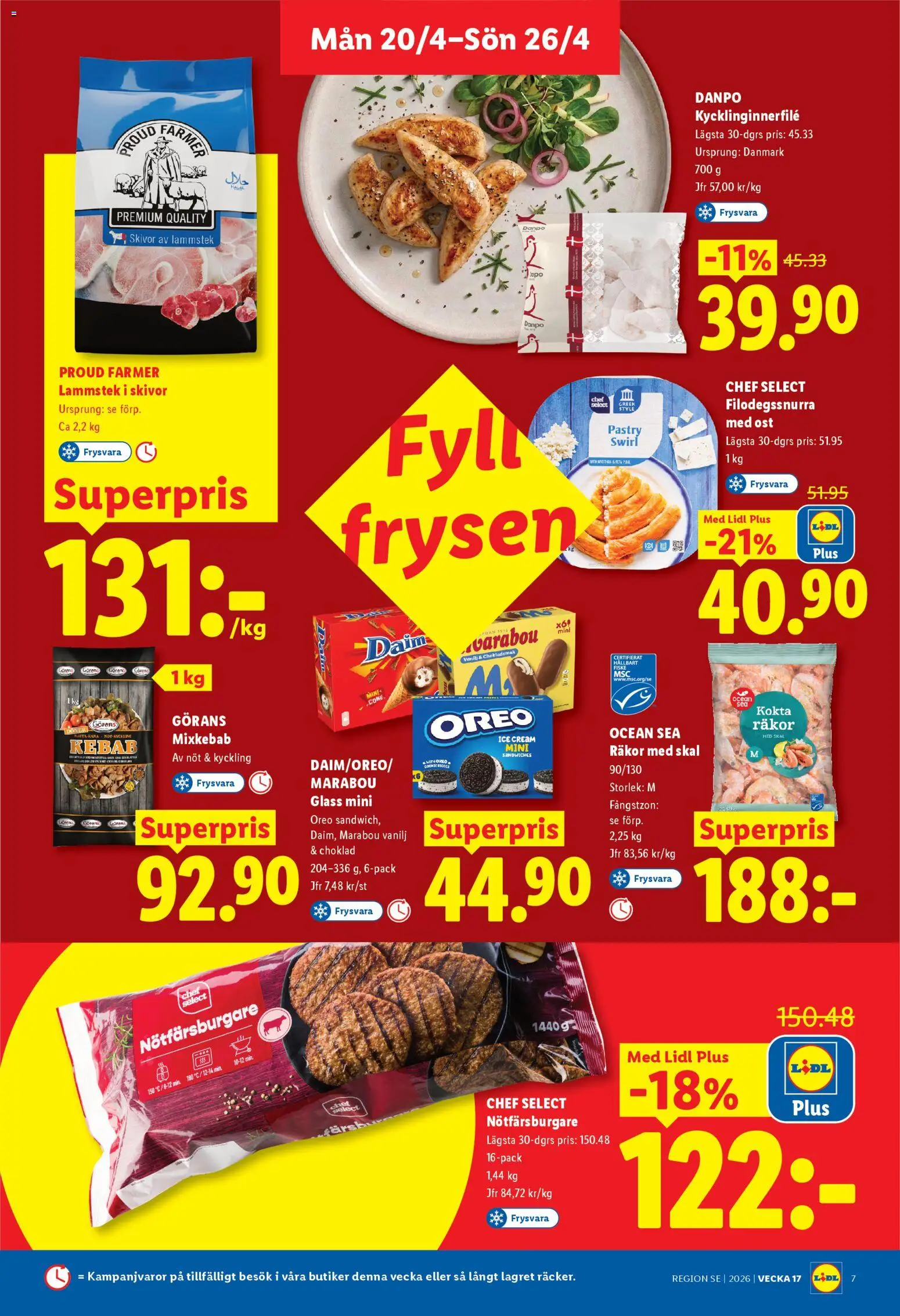 Lidl reklamblad aktuell från 20.04.2026 | Sida: 7 | Produkter: Oreo, Ost, Choklad, Glass