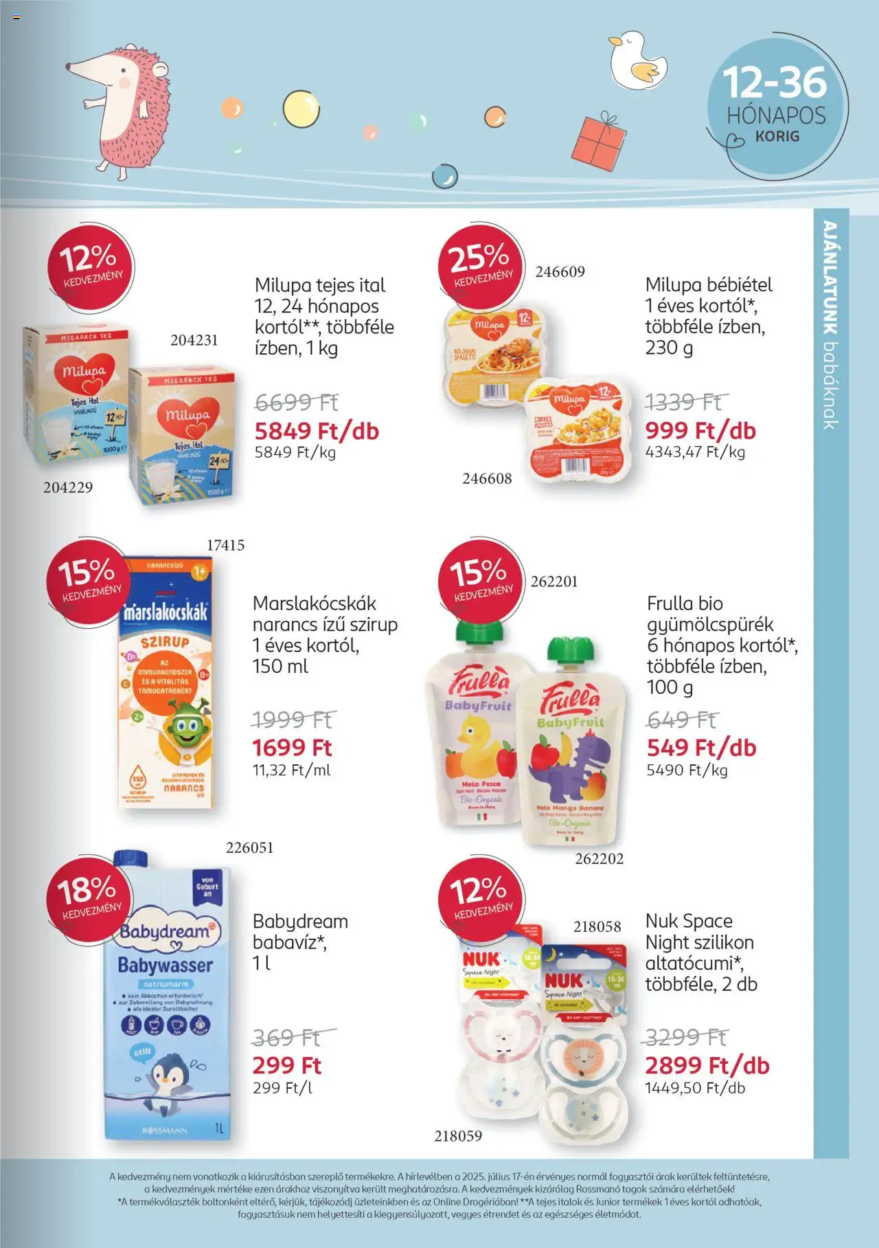 Rossmann akciós ujság - amely érvényes a következő dátumtól: 04.08.2025 | Oldal: 9 | Termékek: Narancs, Hal, Bébiétel, Mangó