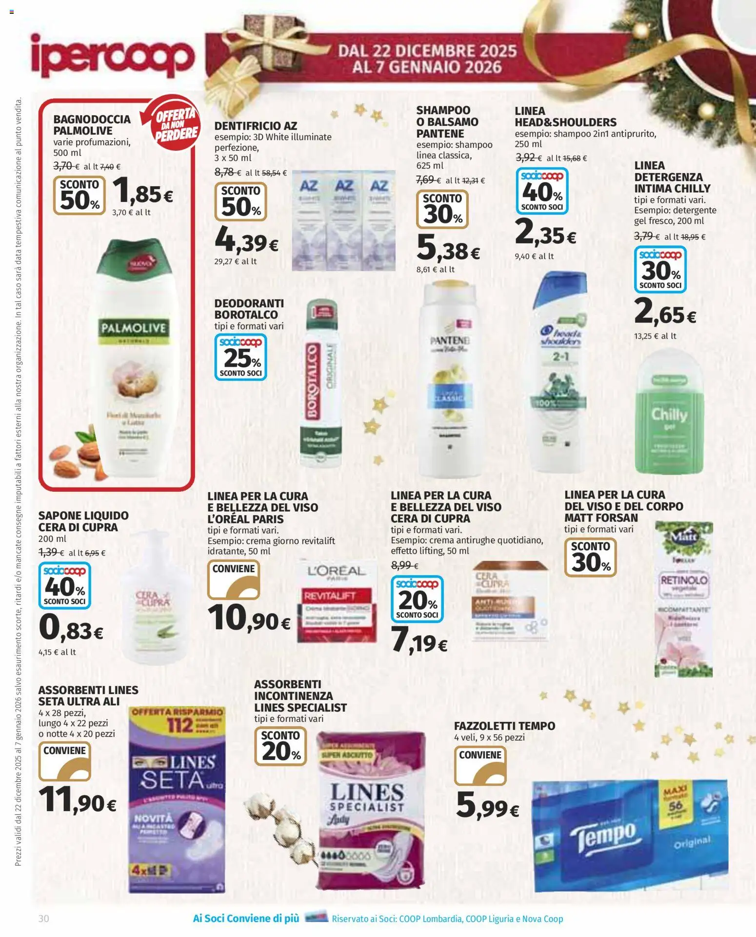 Volantino Ipercoop del 22.12.2025 | Pagina: 30 | Prodotti: Sapone, Dentifricio, Detergente, Fazzoletti