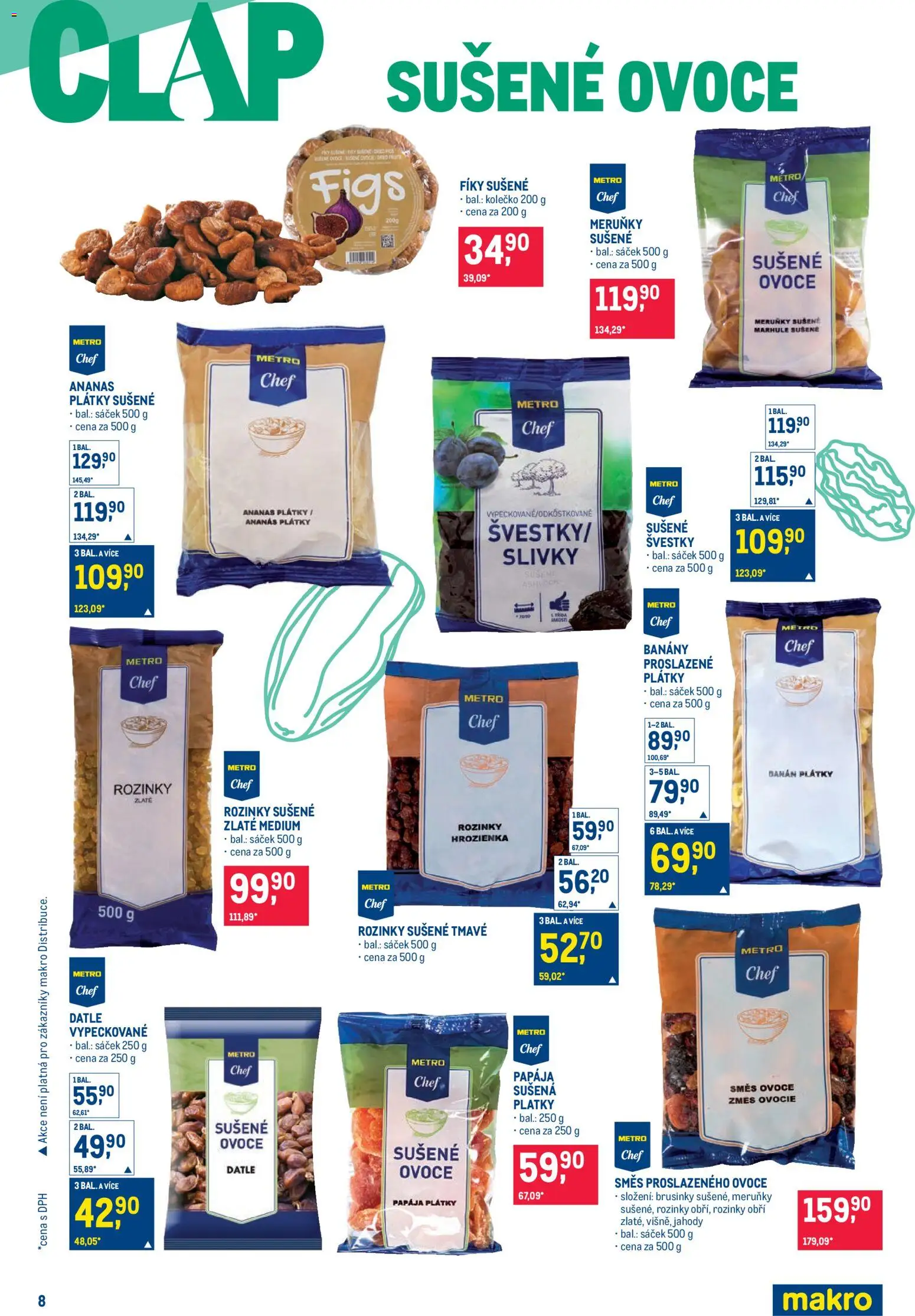 Makro leták - Pro milovníky jídla od 19.11.2025 | Strana: 8 | Produkty: Ovoce, Banány, Ananas, Datle