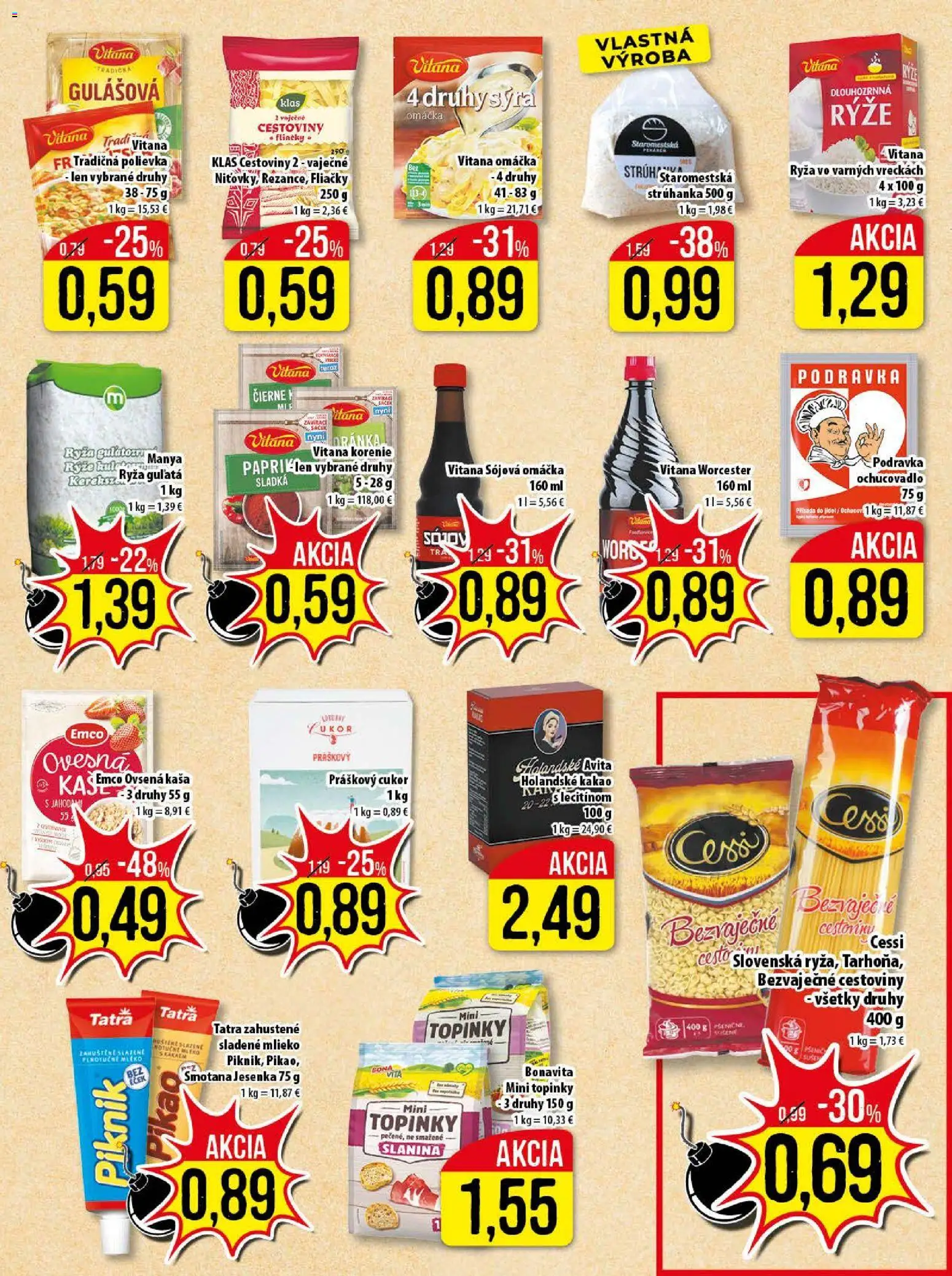 Nové Klas akcie – leták je platný od 02.02.2026 | Strana: 16 | Produkty: Smotana, Práškový cukor, Korenie, Omáčka