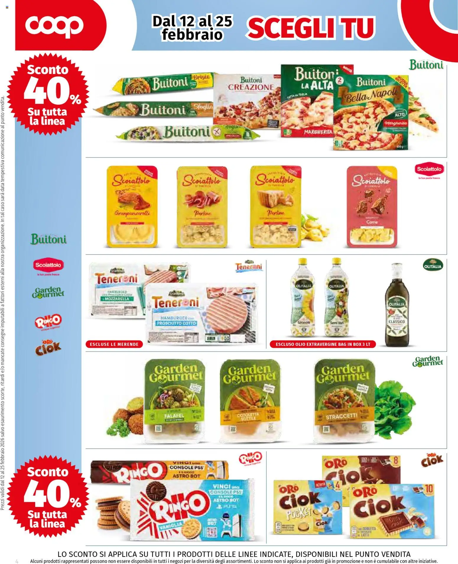 Volantino COOP del 12.02.2026 | Pagina: 4 | Prodotti: Prosciutto Cotto, Olio, Prosciutto, Falafel