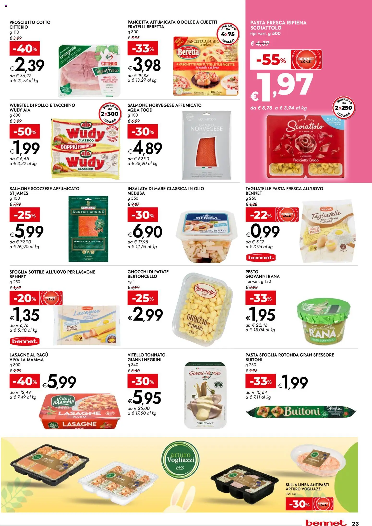 Volantino bennet del 23.03.2026 | Pagina: 23 | Prodotti: Pancetta, Olio, Pesto, Forno