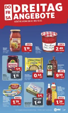 Combi Prospekt 	 ab 08.12.2025 gültig | Seite: 29 | Produkte: Milch, Paprika, Sahne, Bonne maman
