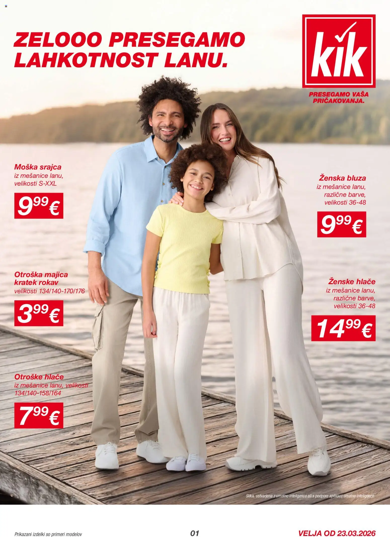 Novi Kik katalog ponudbe – veljaven od 23.03.2026 | Stran: 1 | Izdelki: Srajca, Majica, Bluza, Hlace