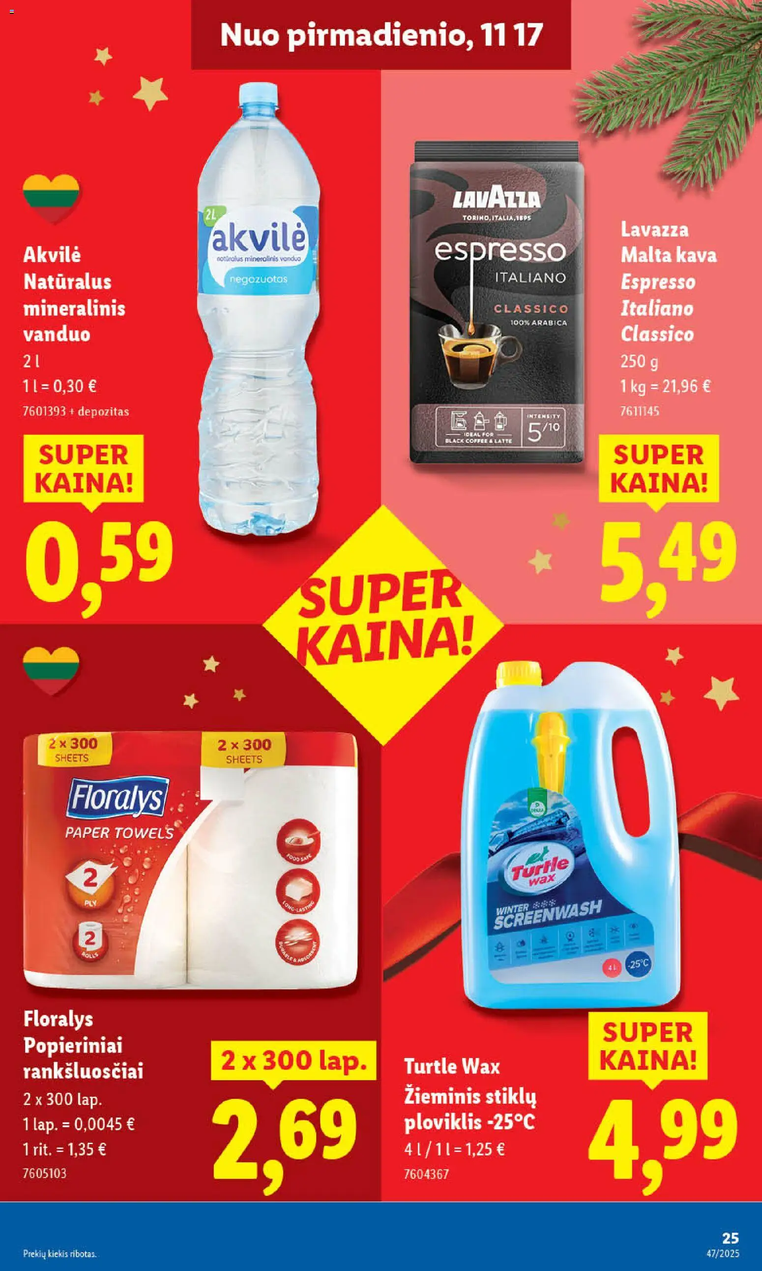 LIDL akcijos nuo 20.11.2025 | Puslapis: 33 | Prekių: Kava, Ploviklis, Mineralinis vanduo