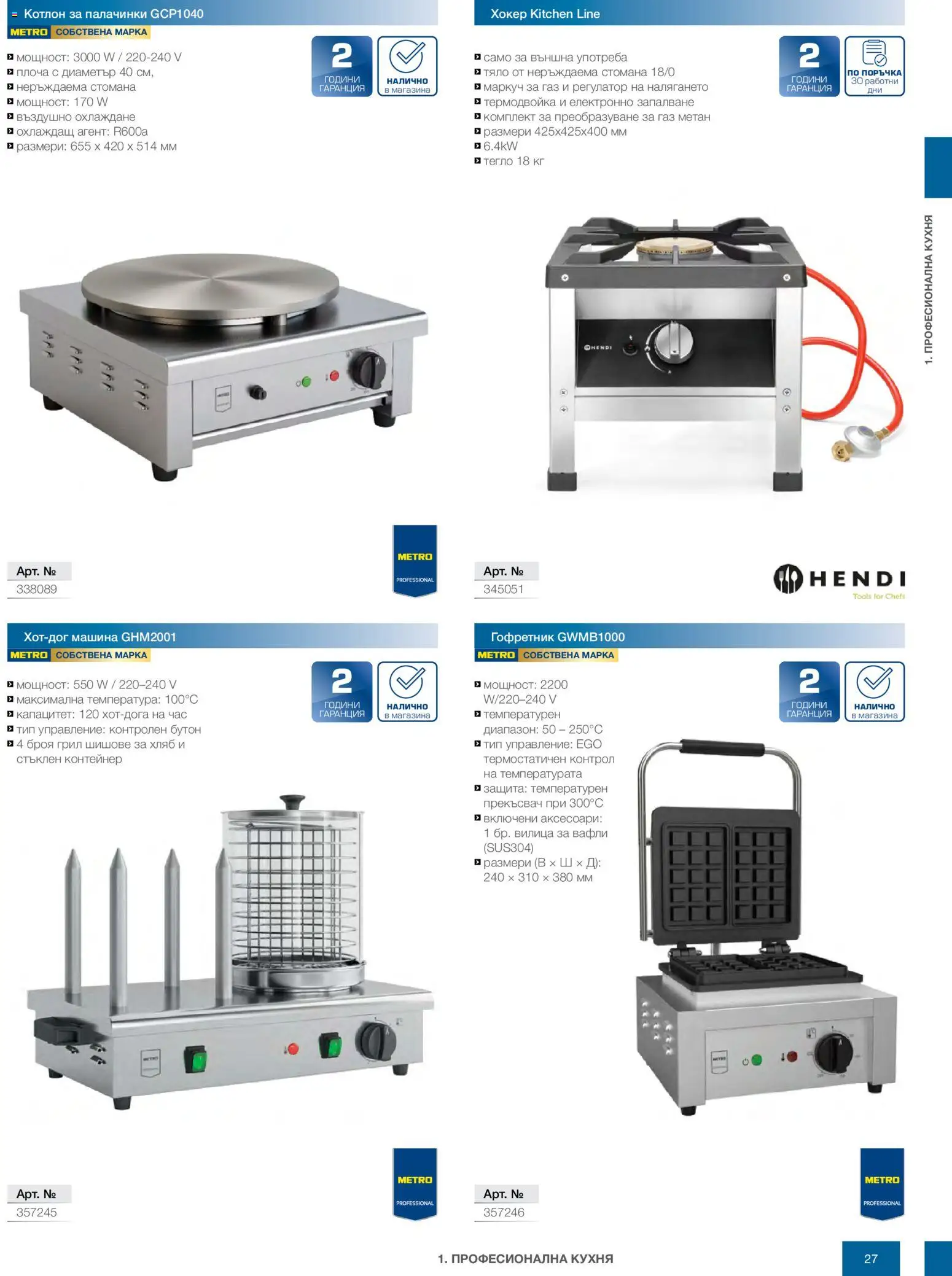 {H1} | Страница: 27 | Продукти: Маркуч, Хляб, Котлон, Грил