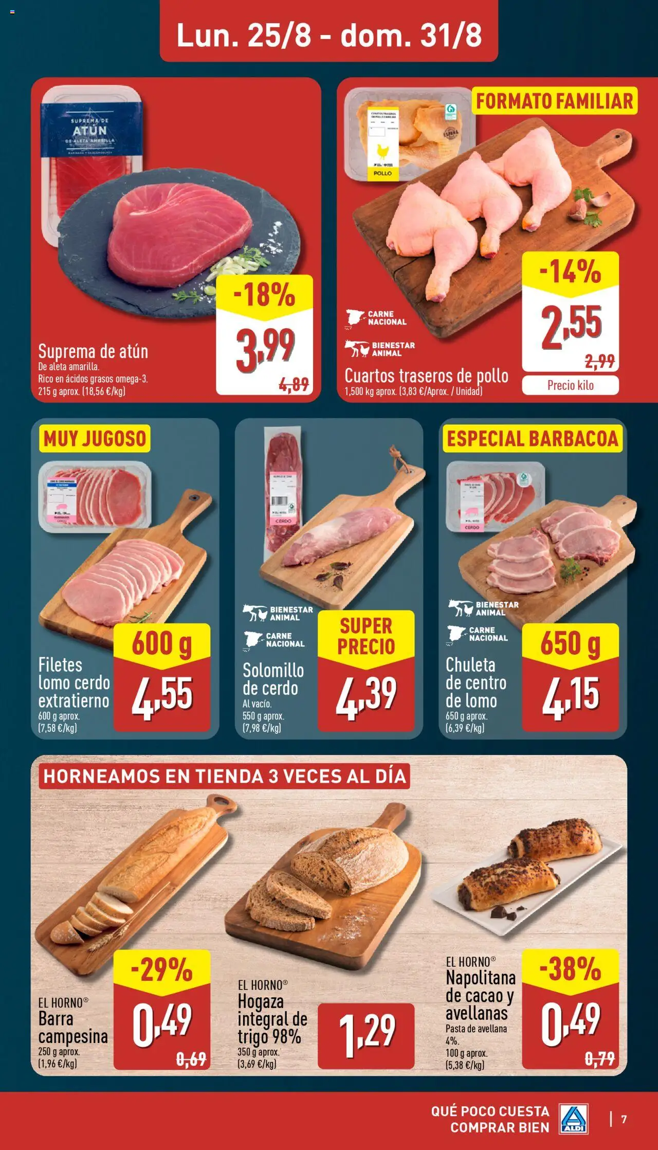 Aldi folleto Península │ válido desde el 25.08.2025 | Página: 7 | Productos: Cerdo, Pasta, Barbacoa, Φρυγανιές σικάλεως