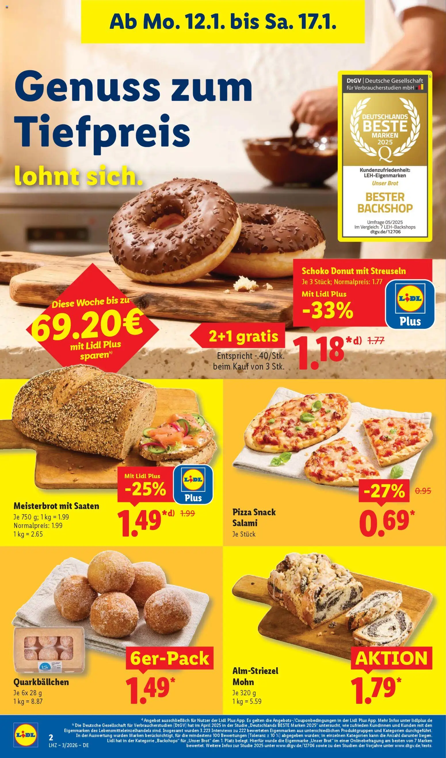 Lidl - Prospekt – gültig ab 12.01.2026 | Seite: 12 | Produkte: Brot, Salami, Pizza