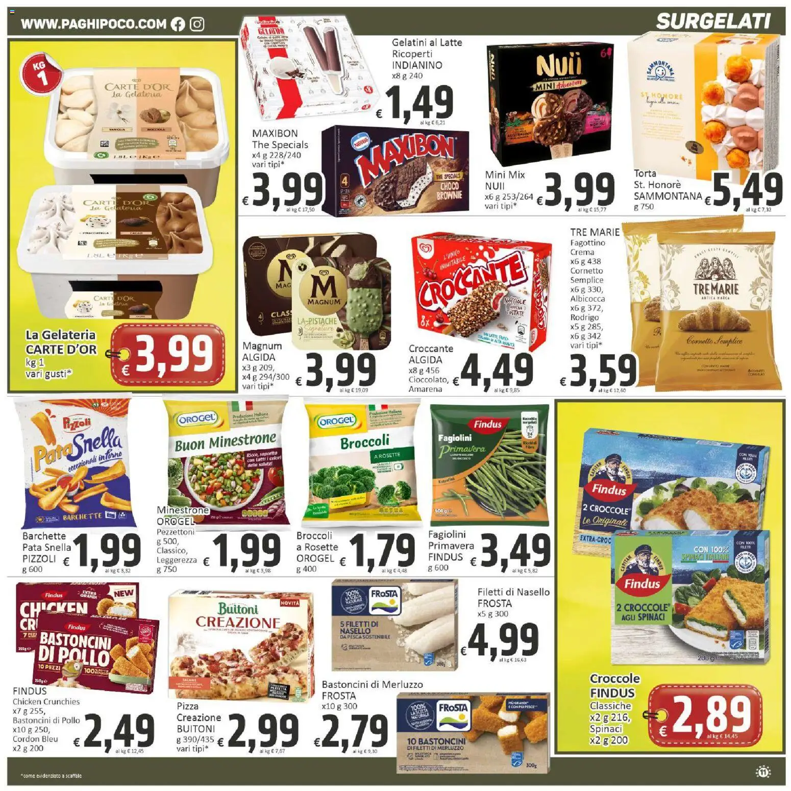 Volantino Paghi Poco del 16.04.2026 | Pagina: 11 | Prodotti: Cornetto, Merluzzo, Nocciole, Amarena