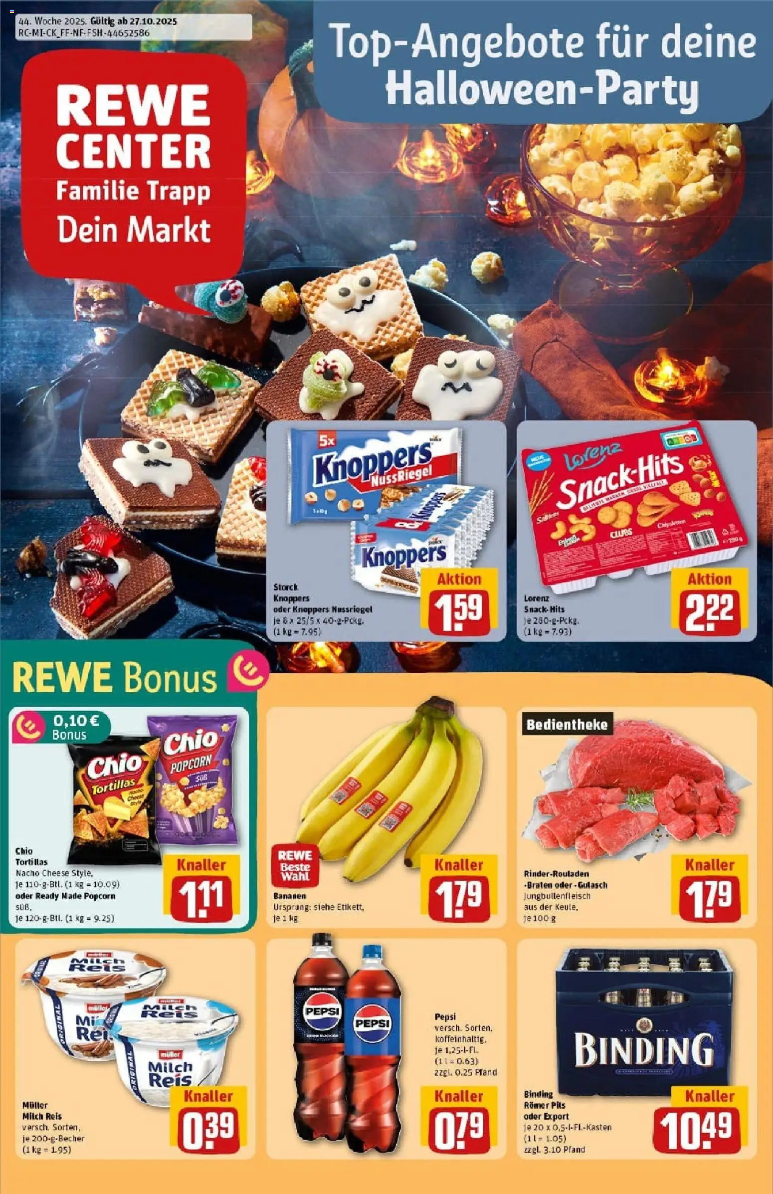 Rewe prospekt Hanau / Klein-Auheim	 – gültig ab 26.10.2025 | Seite: 1 | Produkte: Bananen, Pepsi, Chio tortillas, Reis