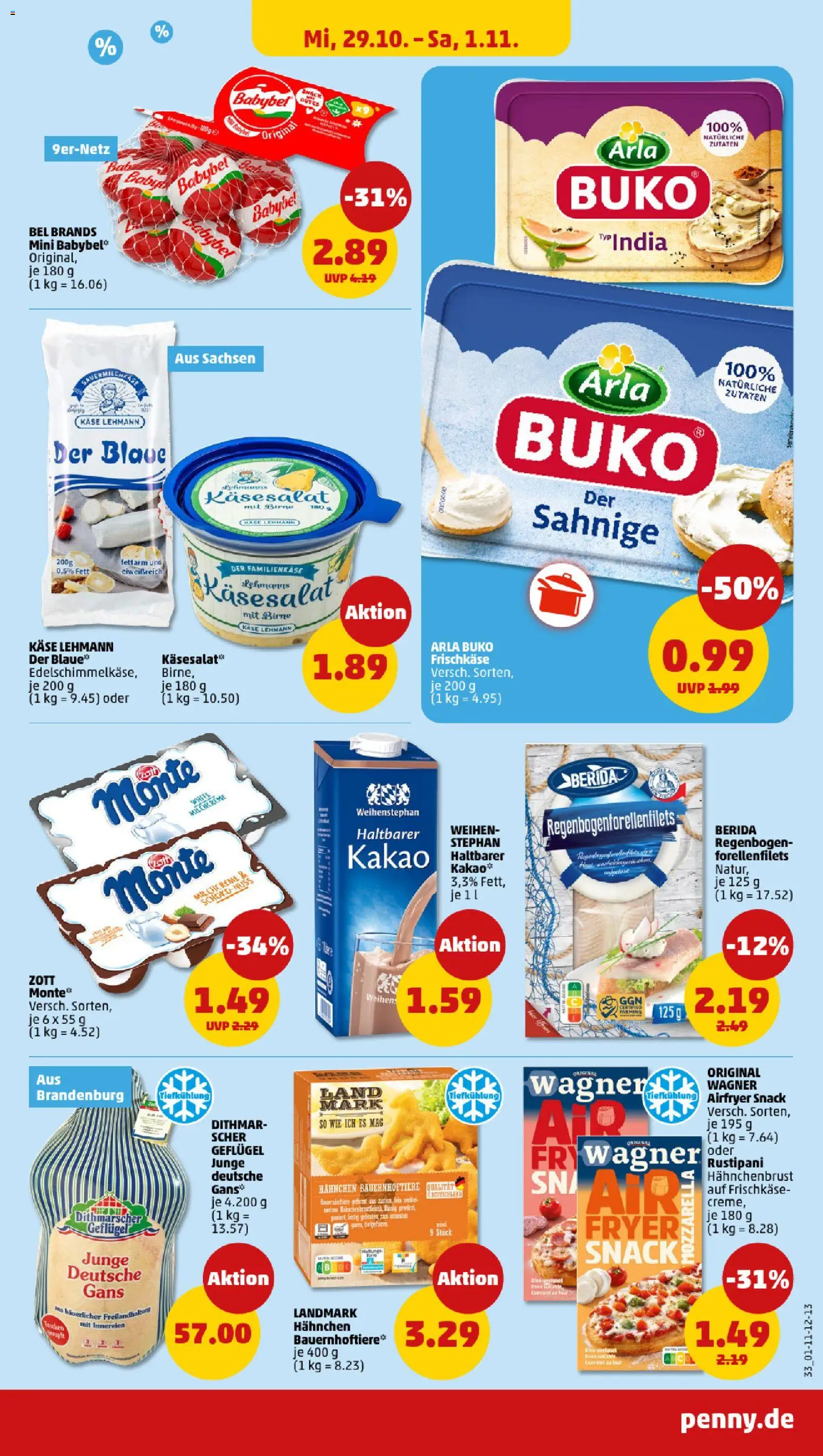 Penny Prospekt 	 – gültig ab 27.10.2025 | Seite: 35 | Produkte: Hahnchen, Käse, Mozzarella, Frischkase