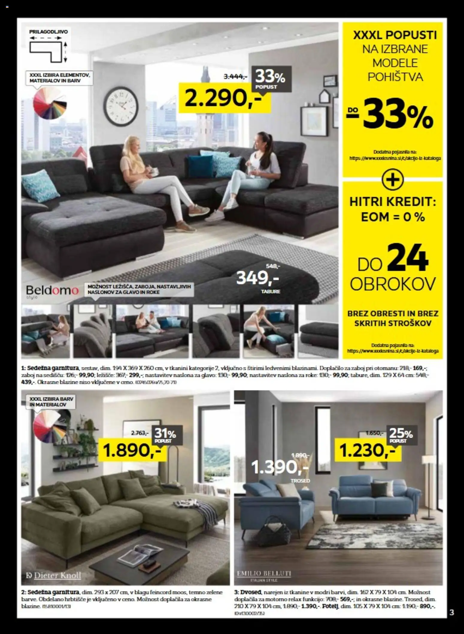 Novi XXXL Lesnina katalog ponudbe – veljaven od 04.11.2025 | Stran: 3 | Izdelki: Trosed, Ležišče, Tabure, Zaboj