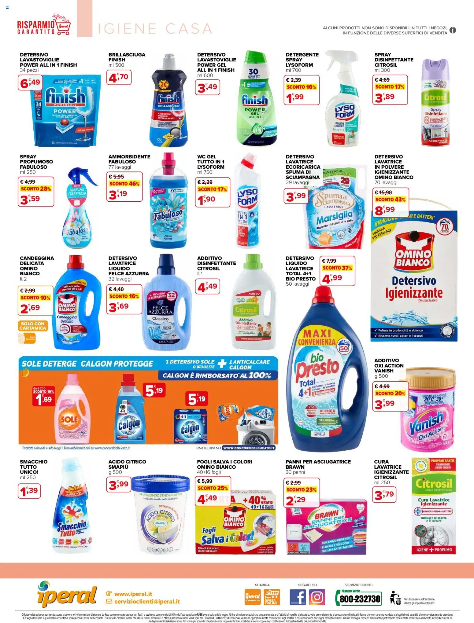 Volantino Iperal del 22.04.2026 | Pagina: 4 | Prodotti: Spray disinfettante, Anticalcare, Lavatrice, WC