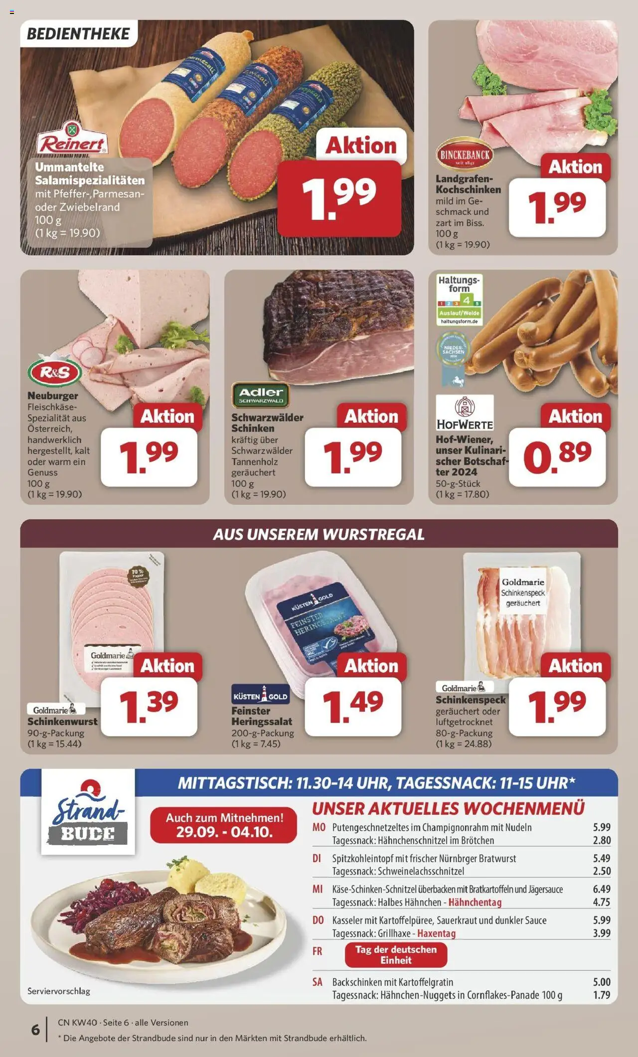 Combi Prospekt Bielefeld 	 – gültig ab 28.09.2025 | Seite: 6 | Produkte: Hahnchen, Bratwurst, Schinken, Nudeln