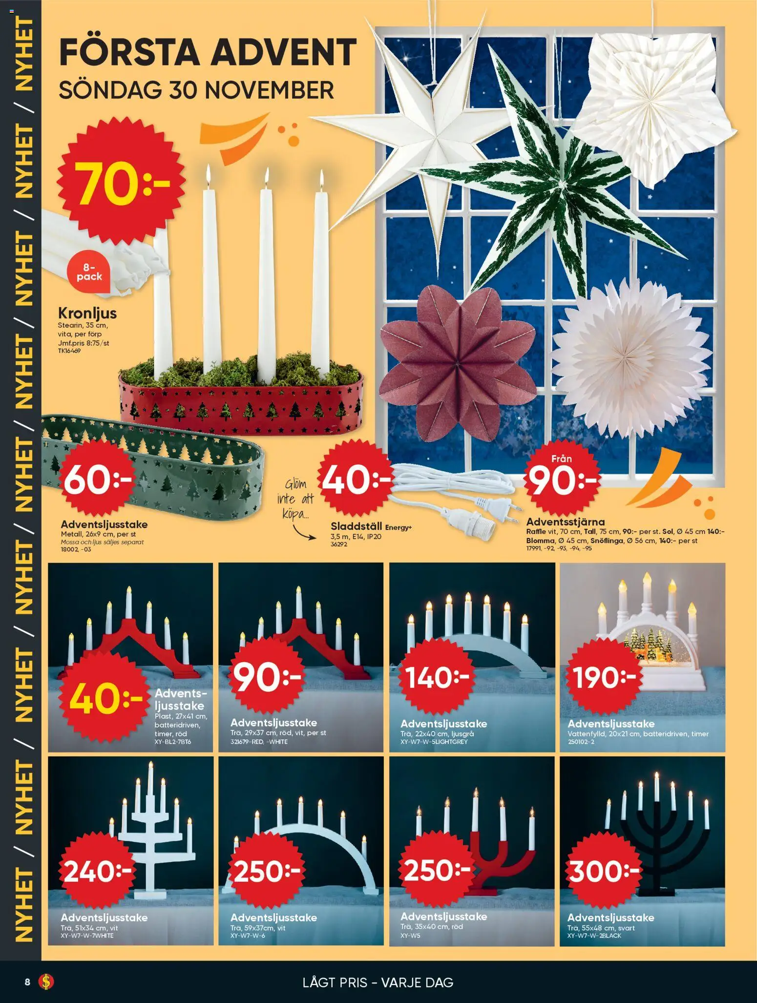 Dollar Store reklamblad aktuell från 10.11.2025 | Sida: 8 | Produkter: Mössa, Ljus