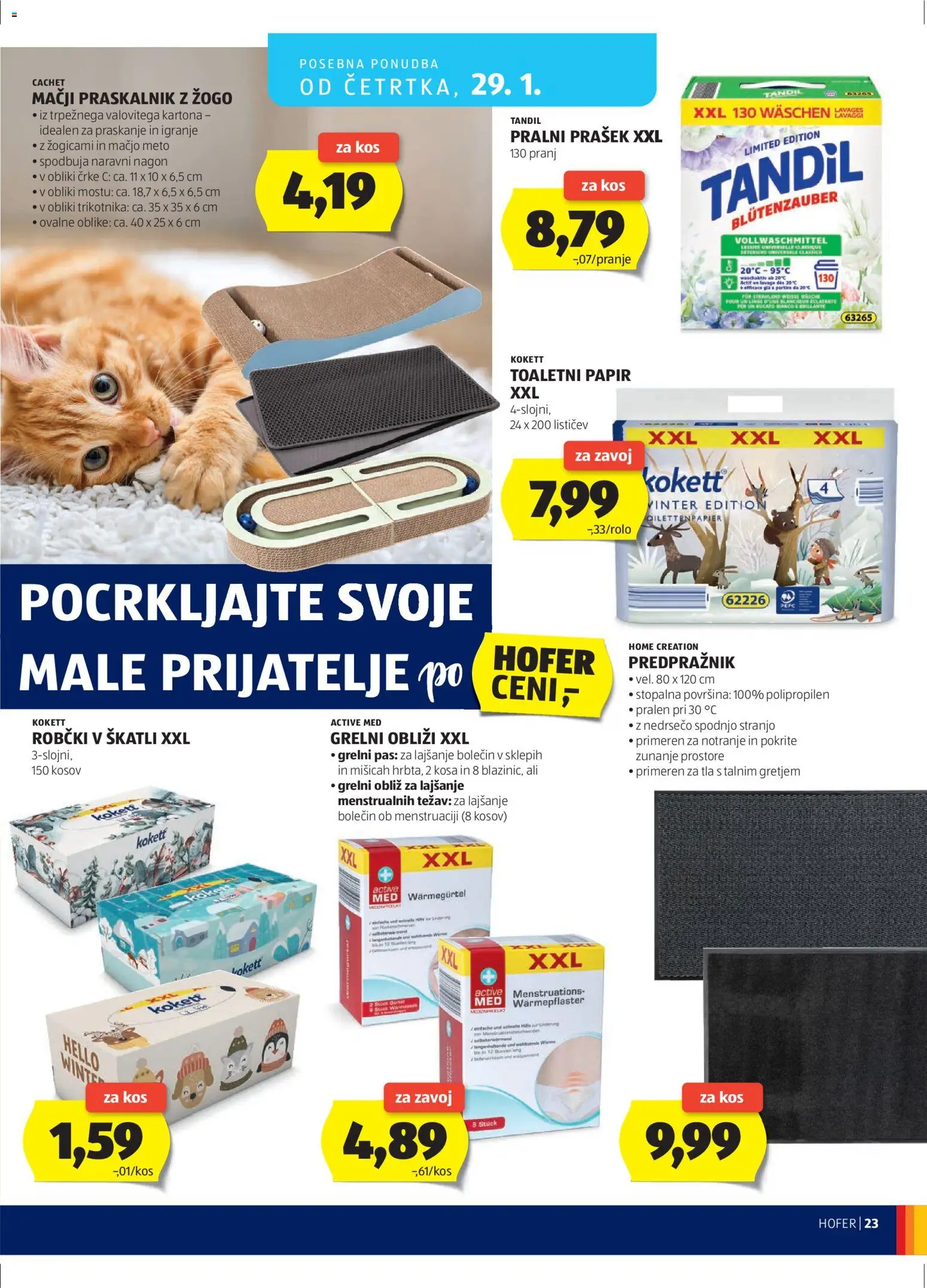 Novi Hofer katalog ponudbe – veljaven od 21.01.2026 | Stran: 23 | Izdelki: Toaletni papir, Kos, Predpraznik, Detergent