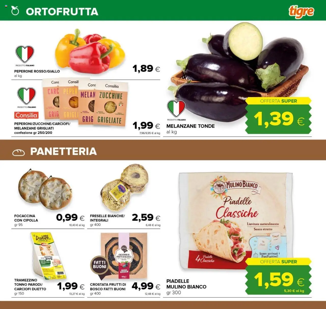 Volantino Tigre del 07.08.2025 | Pagina: 3 | Prodotti: Carciofi, Tonno, Melanzane, Zucchine