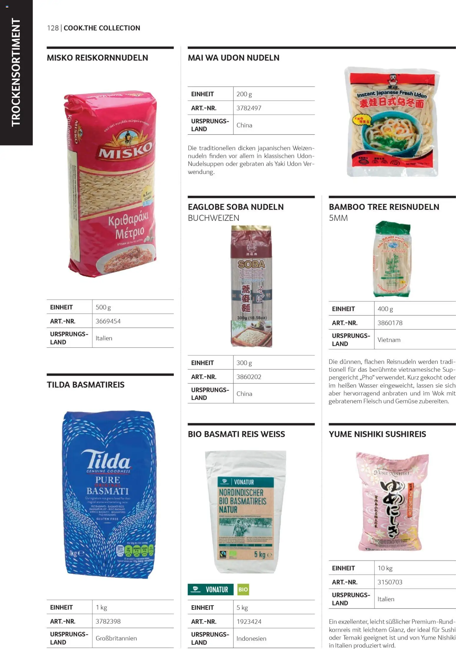 Transgourmet Cook Look-Book gültig ab 08.04.2026 | Seite: 128 | Produkte: Wasser, Gemüse, Reis, Nudeln