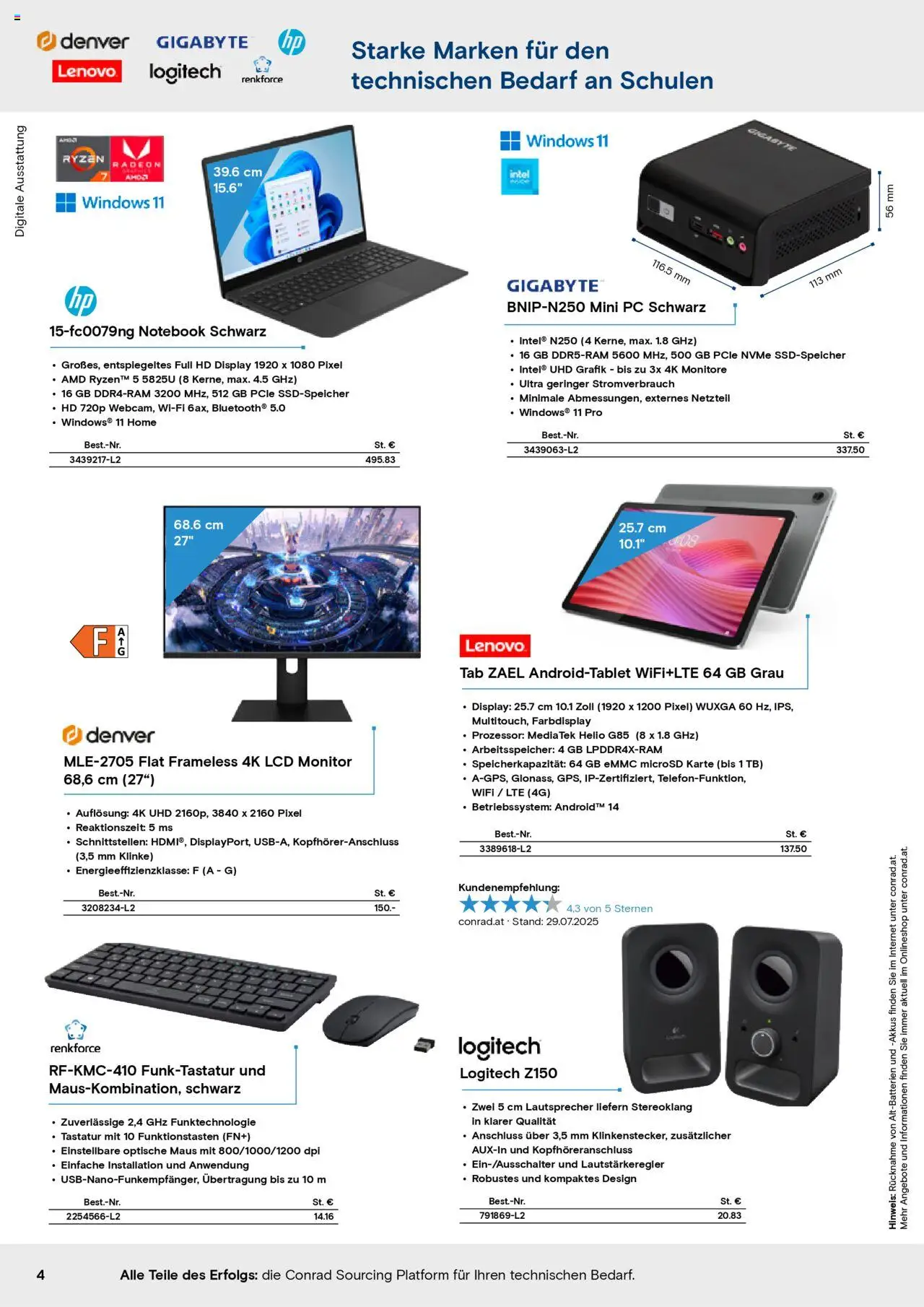 Conrad Education gültig ab 03.10.2025 | Seite: 4 | Produkte: Monitor, PC, Maus, Tastatur
