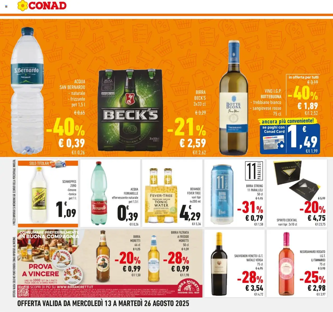 Volantino Conad del 13.08.2025 | Pagina: 18 | Prodotti: Pizza, Acqua, Limone, Vino