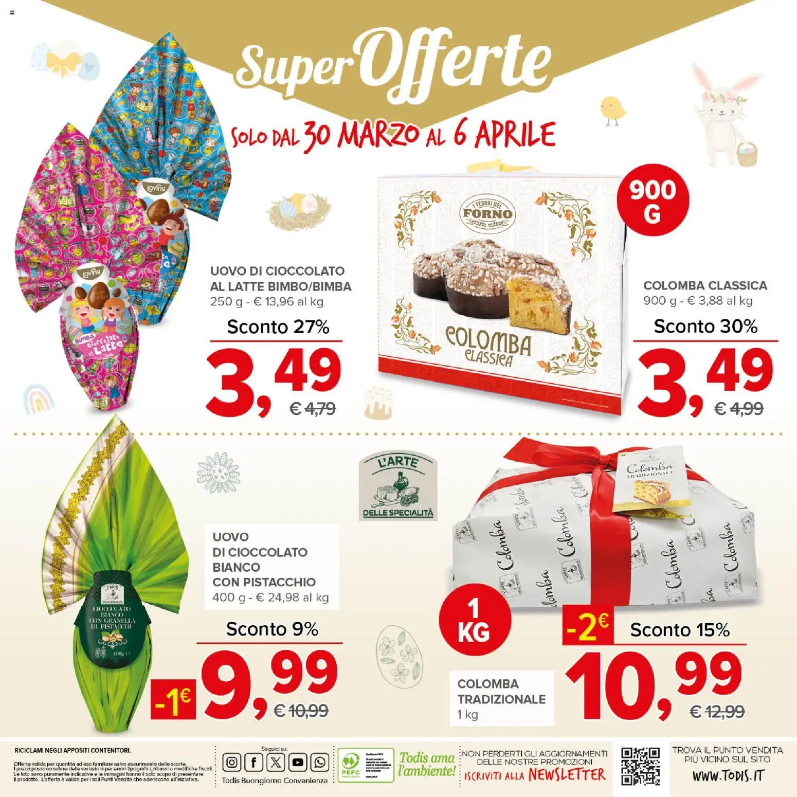 Volantino Todis del 26.03.2026 | Pagina: 28 | Prodotti: Cioccolato, Latte, Pistacchi, Forno