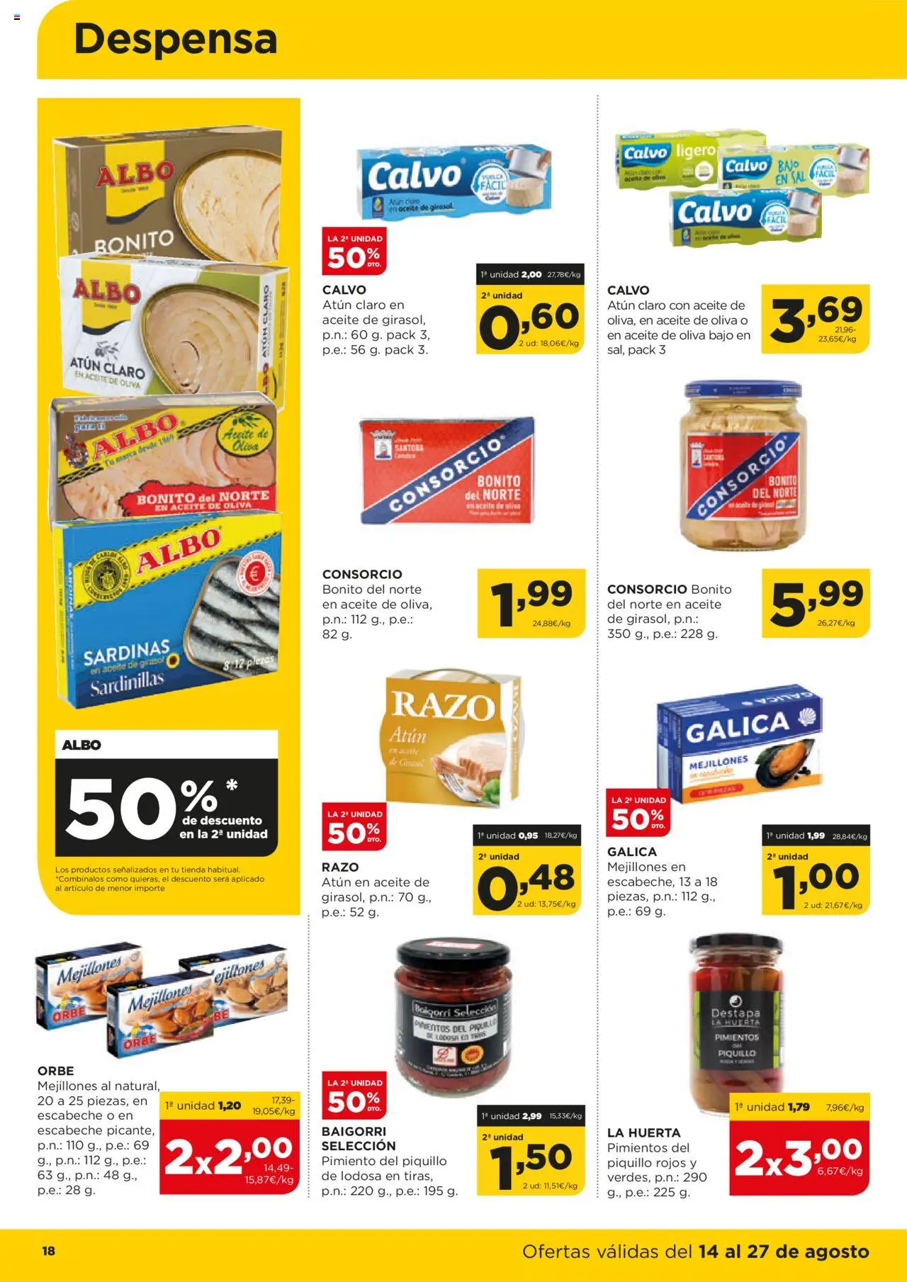 Alimerka folleto Castilla y León │ válido desde el 14.08.2025 | Página: 21 | Productos: Sardinillas, Aceite, Aceite de girasol, Atún claro