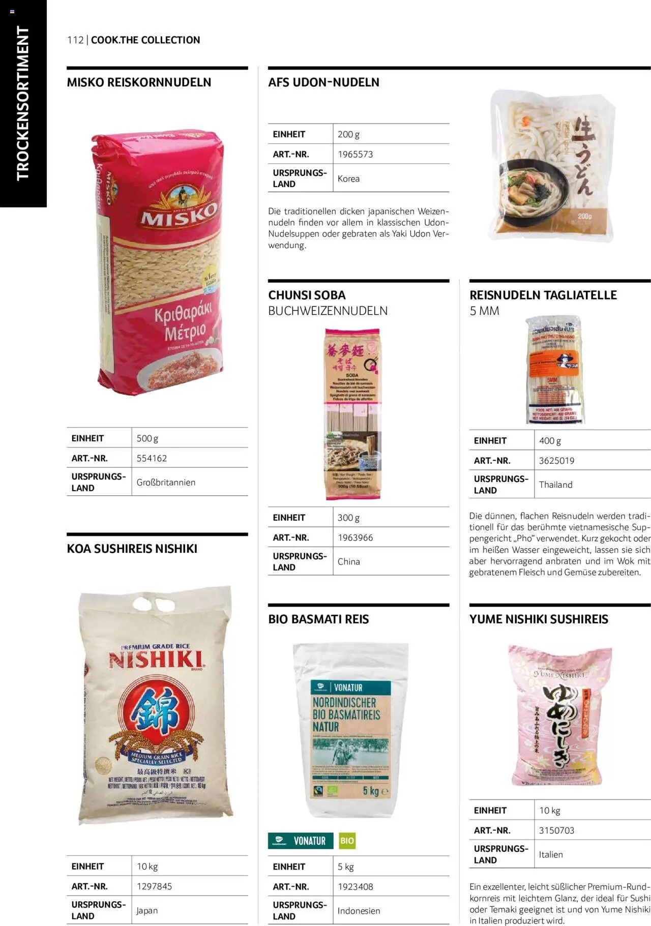 Transgourmet Cook Look-Book gültig ab 01.09.2023 | Seite: 112 | Produkte: Wasser, Gemüse, Reis, Nudeln