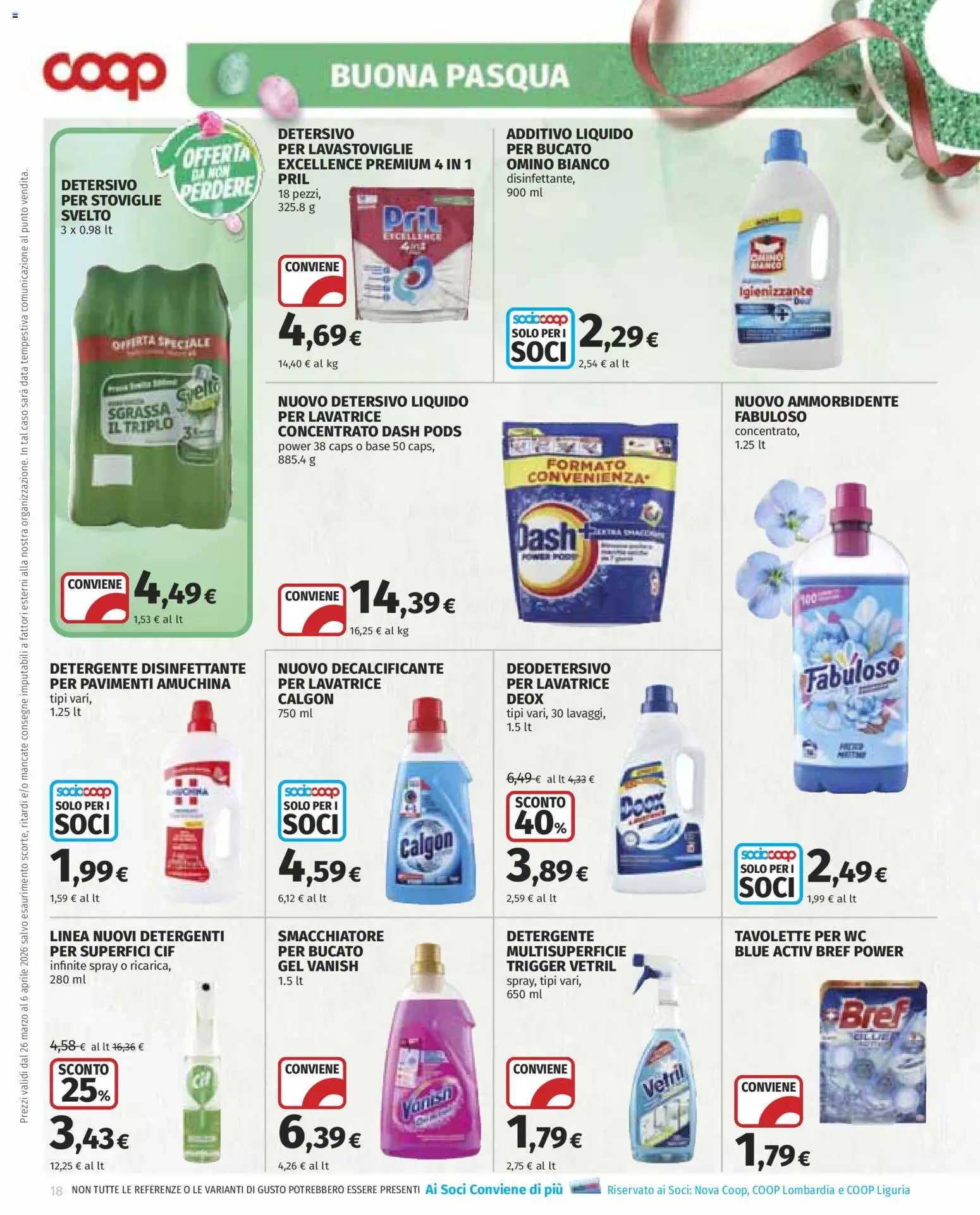 Volantino COOP del 26.03.2026 | Pagina: 18 | Prodotti: Ammorbidente, Lavatrice, Lavastoviglie, Data
