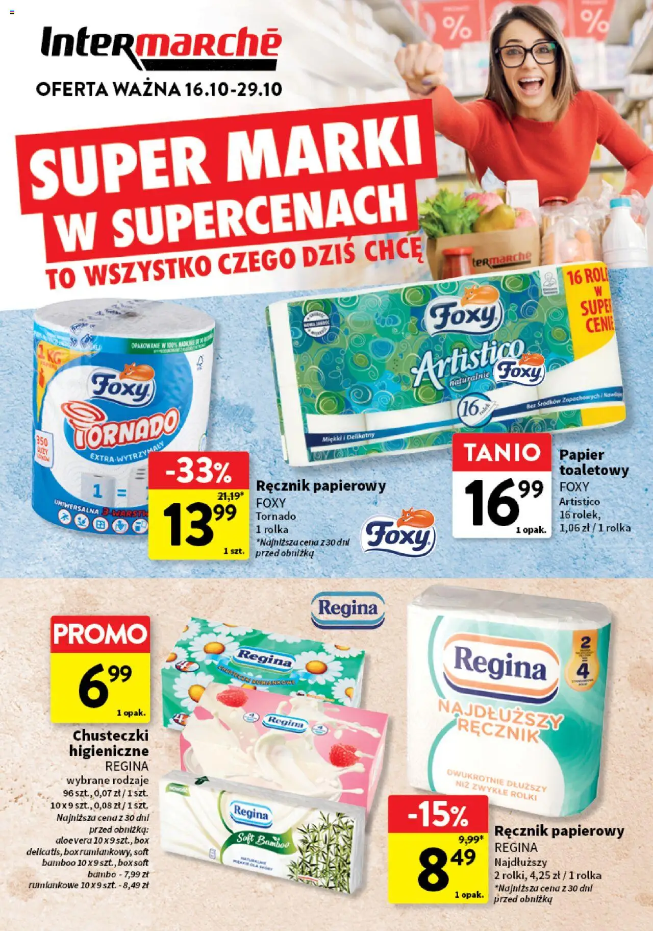 Intermarche Gazetka - Supermarki w supercenach od 16.10.2025 | Strona: 1 | Produkty: Papier toaletowy, Rolki, Ręcznik papierowy