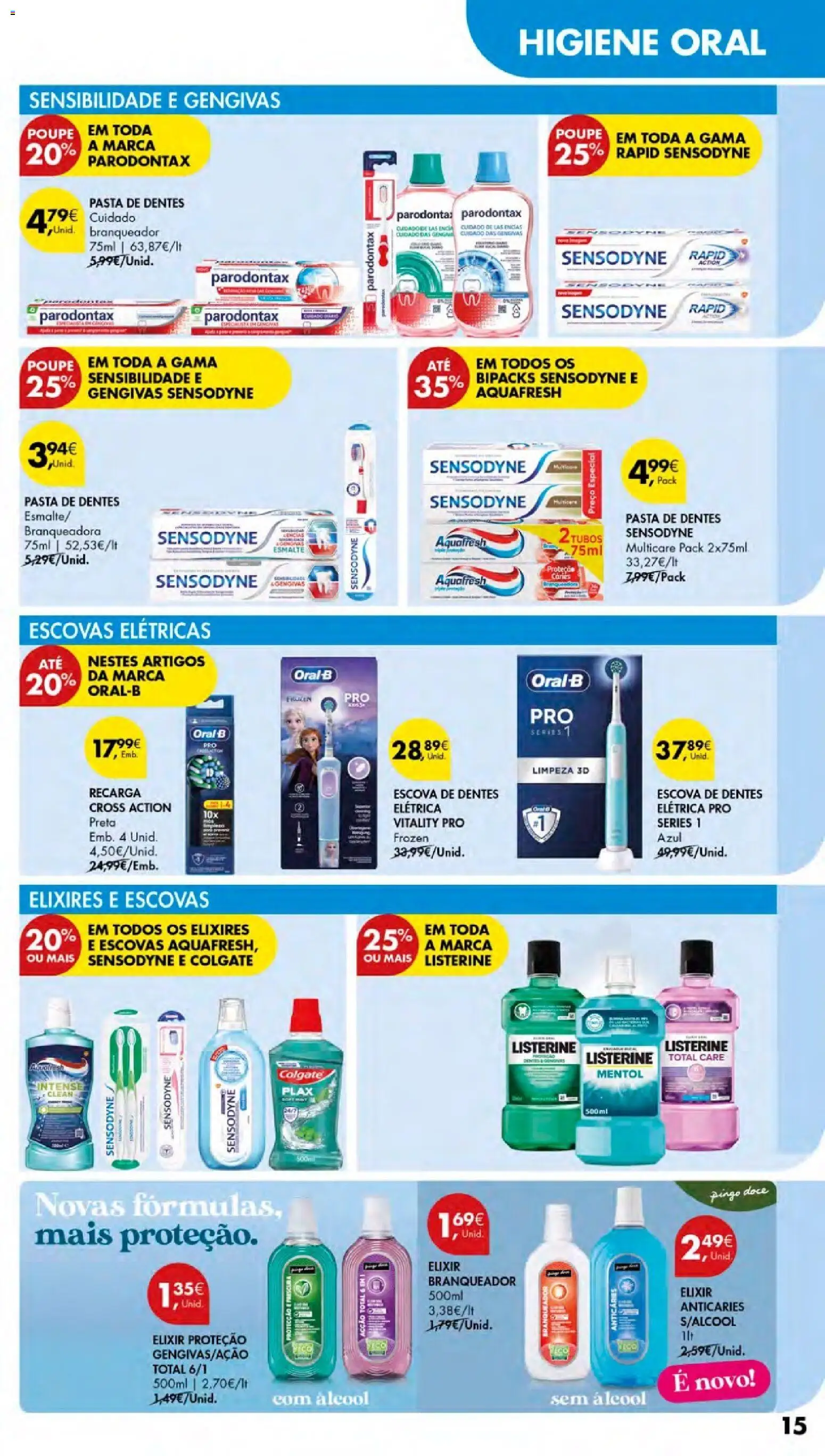 Pingo Doce - Cuidados Pessoais e para o Lar Açores │ válido de 26.02.2026 | Página: 15 | Produtos: Escova de dentes elétrica, Pasta de dentes, Escova de dentes
