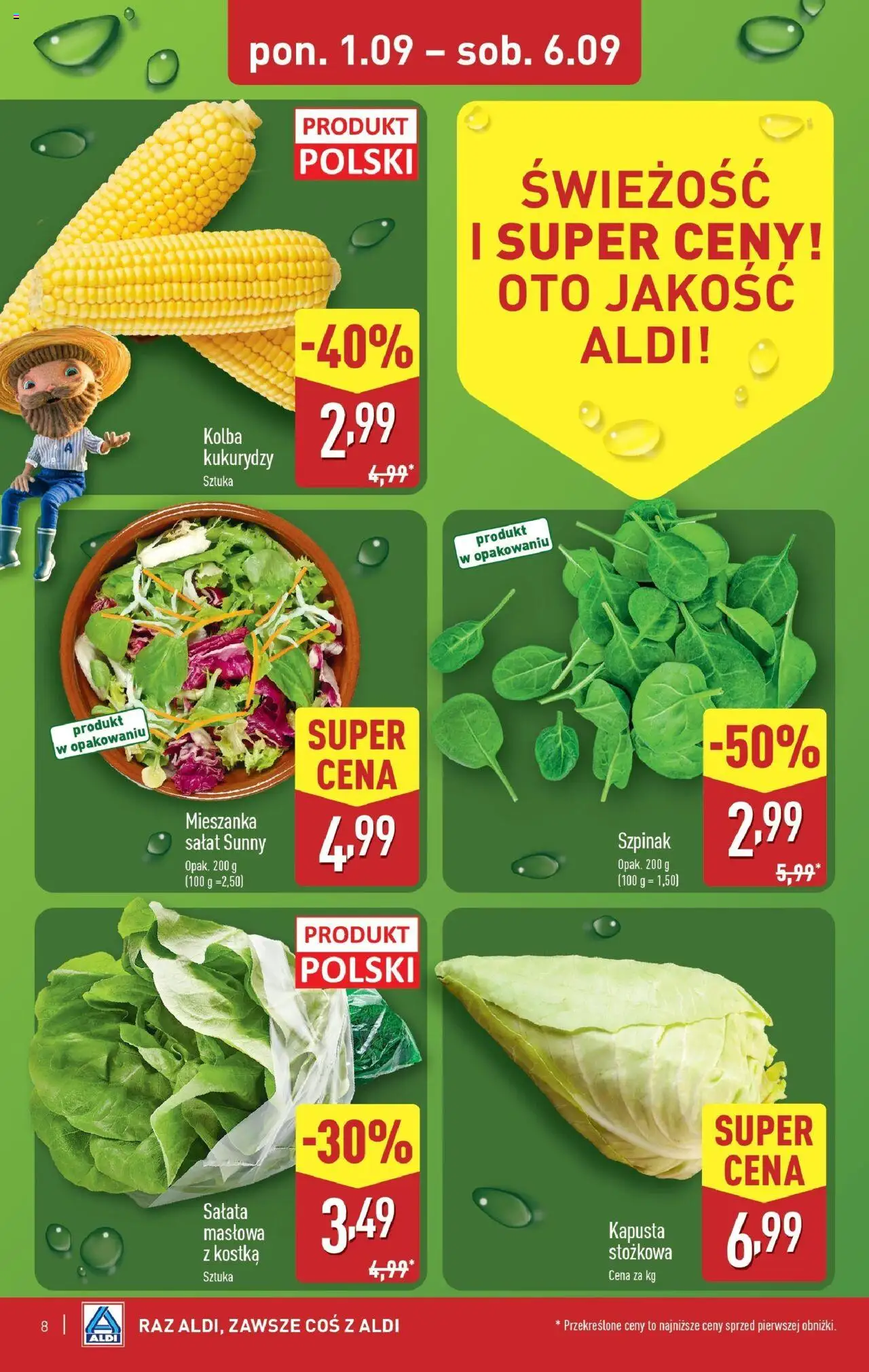 Aldi Gazetka - Okazje na weekend od 04.09.2025 | Strona: 8 | Produkty: Kapusta, Szpinak