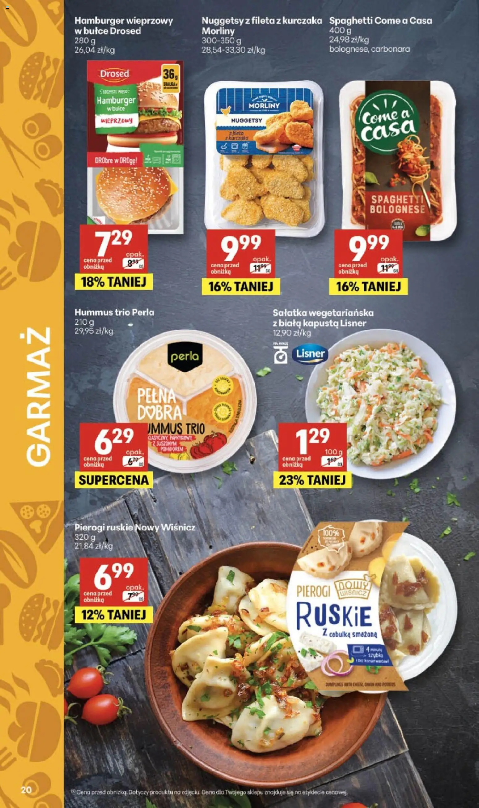 Delikatesy Centrum Gazetka - Sklepy Własne od 26.02.2026 | Strona: 20 | Produkty: Hamburger, Pierogi, Hummus, Sałatka