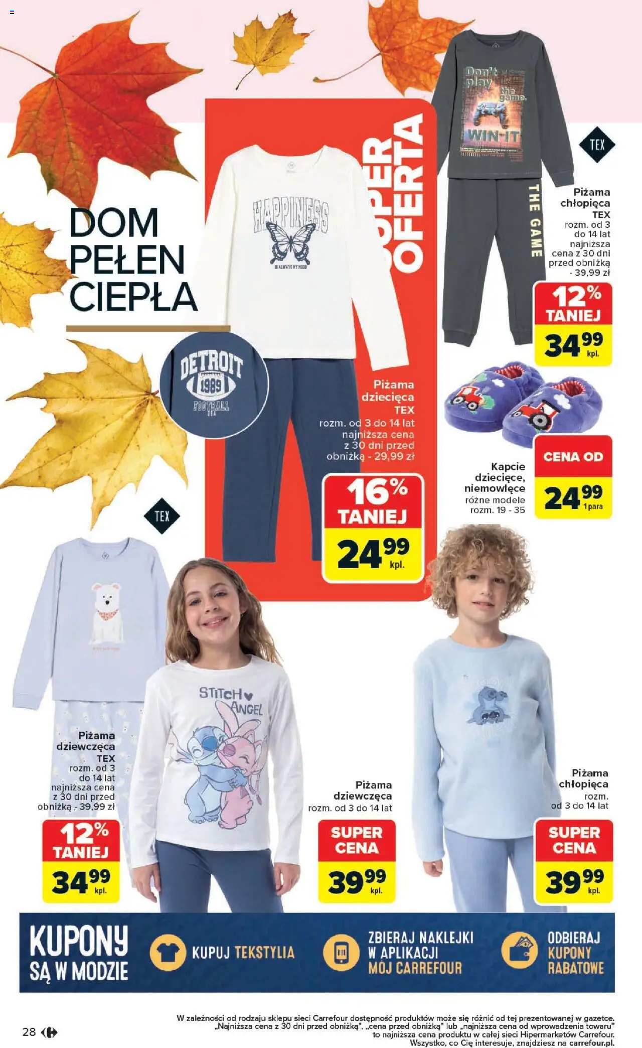 Carrefour Gazetka - Jesień jest w modzie od 29.09.2025 | Strona: 28 | Produkty: Piżama, Kapcie, Naklejki, Tekstylia