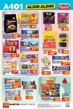 11.12.2025 tarihinden itibaren geçerli olan A101 kataloğu önizlemesi | Sayfa: 3 | Ürünler: Gofret, Şeker, Fındık, Karpuz