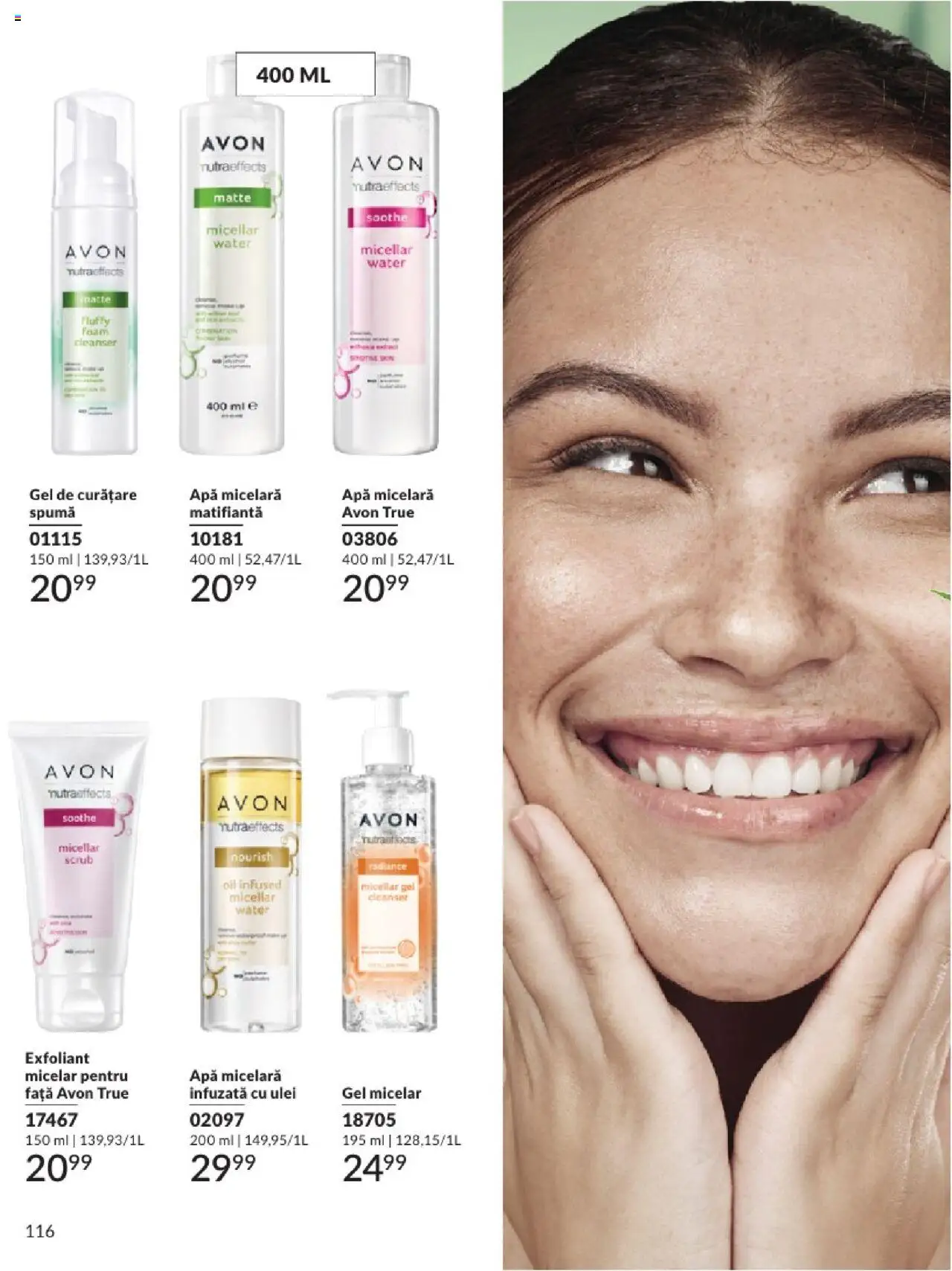 Catalog Avon - 06 2025 – valabil de la 01.06.2025 | Pagină: 116 | Produse: Gel de curățare, Ulei, Apă micelară, Apă