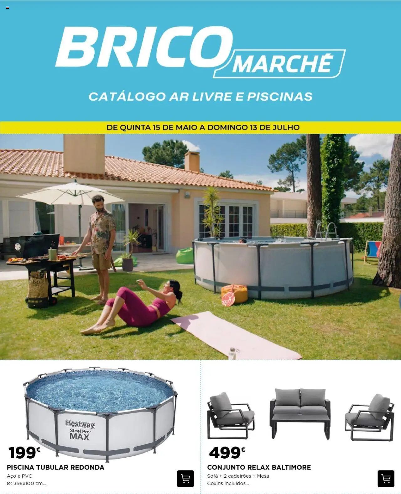 BricoMarché - Catálogo Ar Livre e Piscinas 12p │ válido de 15.05.2025 | Página: 1 | Produtos: Piscina, Piscinas, Sofá, Mesa