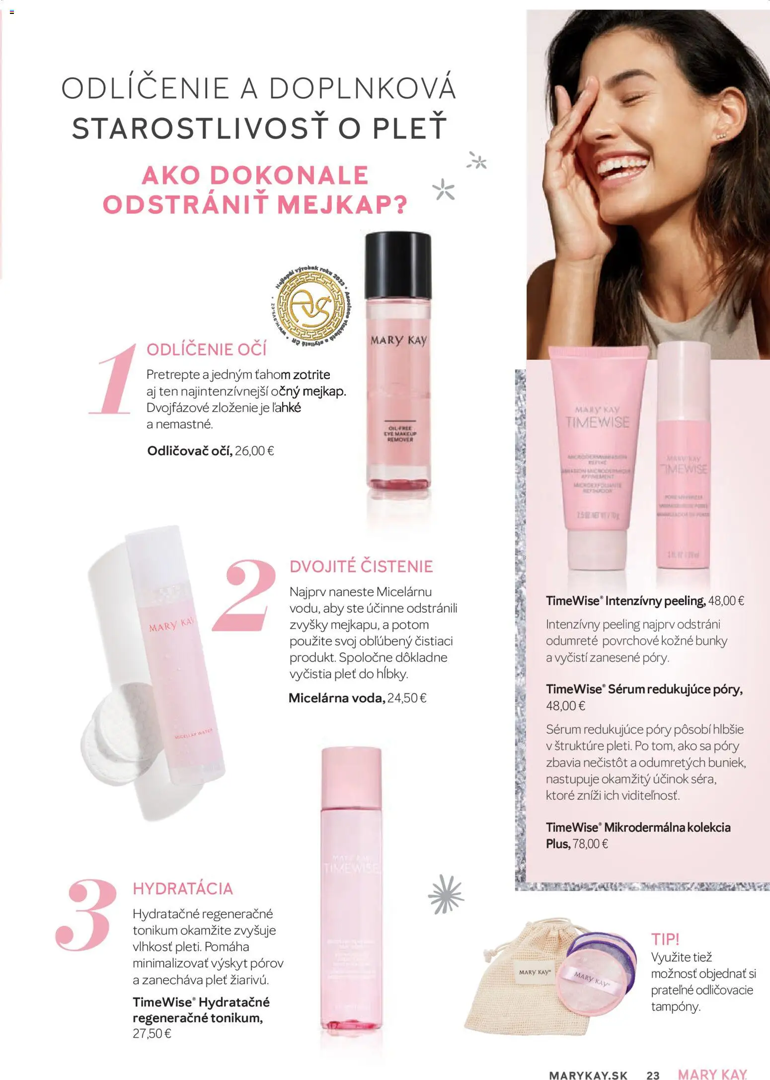 Nové Mary Kay akcie – leták je platný od 01.01.2026 | Strana: 23 | Produkty: Peeling, Odličovač