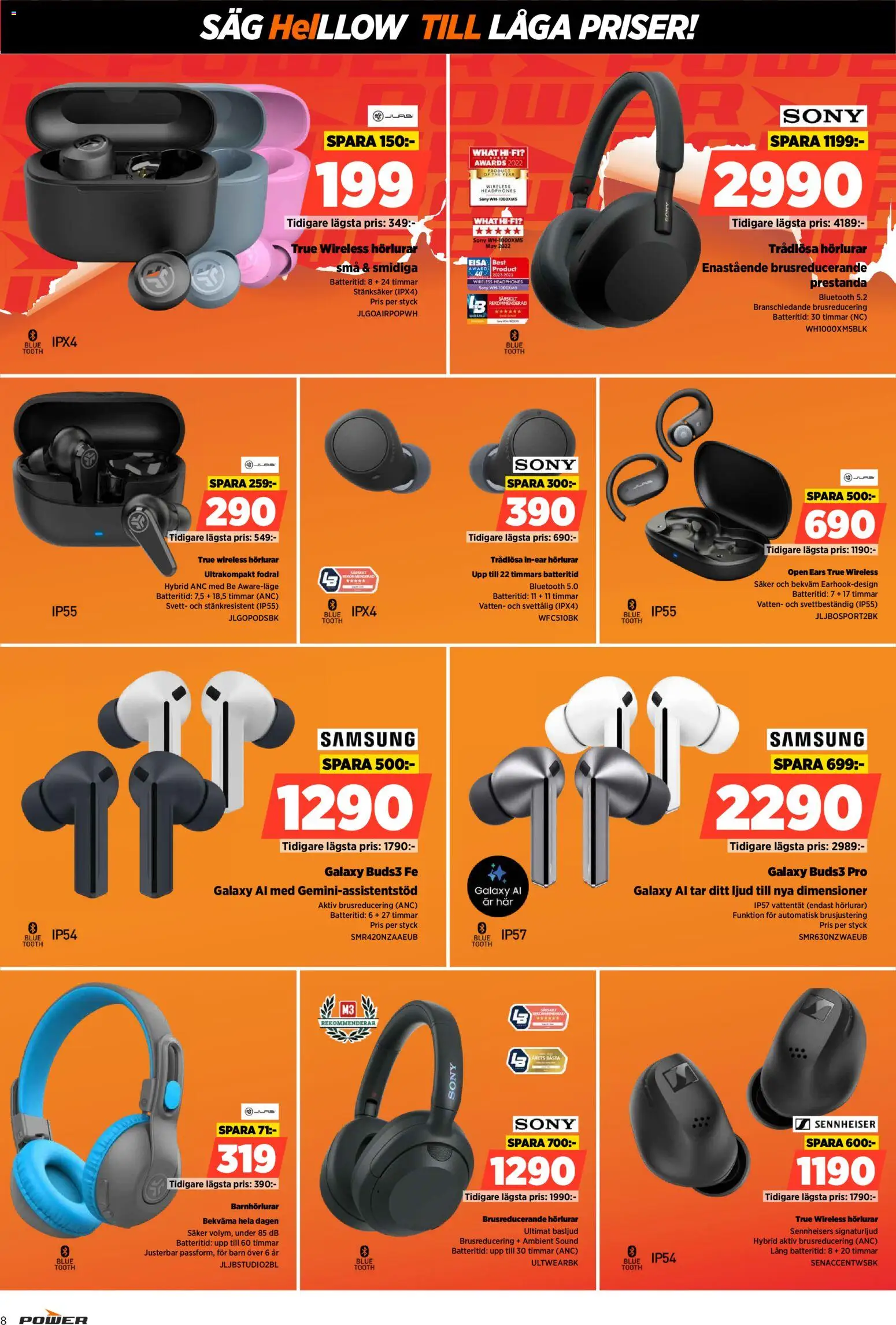 Power reklamblad aktuell från 22.12.2025 | Sida: 8 | Produkter: Såg, Trådlösa hörlurar, Hörlurar