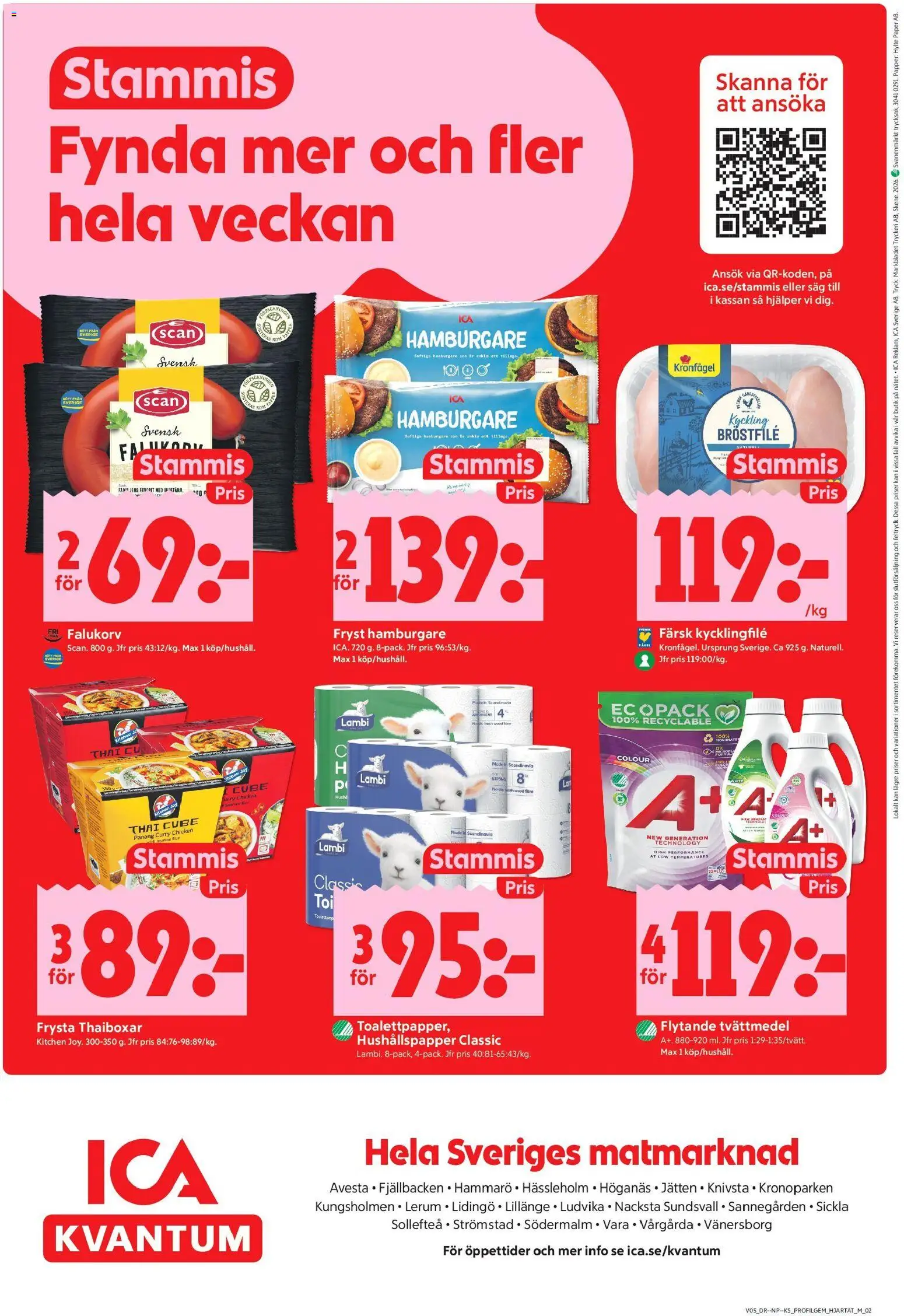 ICA Kvantum reklamblad aktuell från 26.01.2026 | Sida: 12 | Produkter: Såg, Hushållspapper, Falukorv, Papper