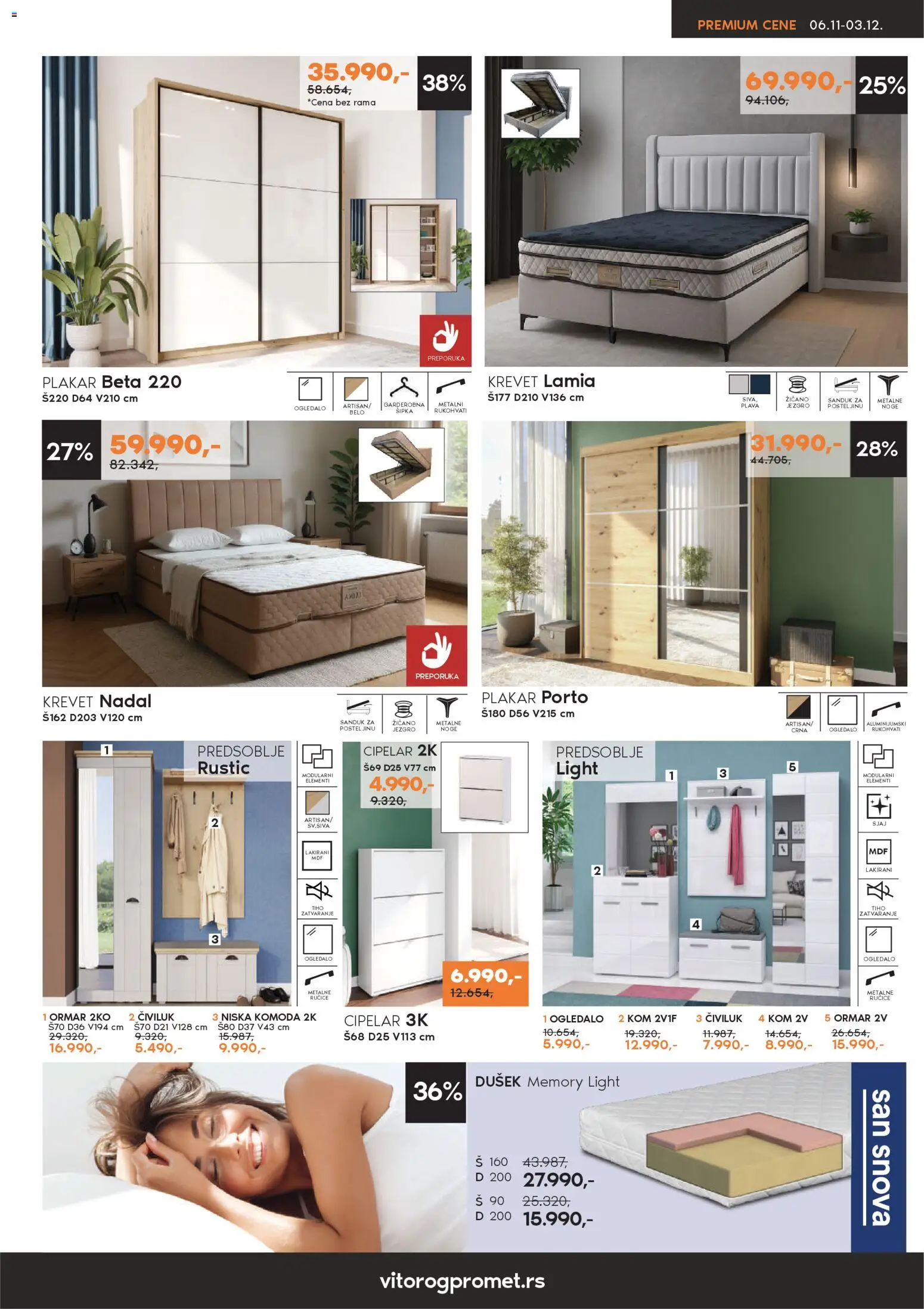 Vitorog katalog - važi od 06.11.2025 | Strana: 7 | Proizvode: Krevet, Ormar, Ogledalo, Cipelar