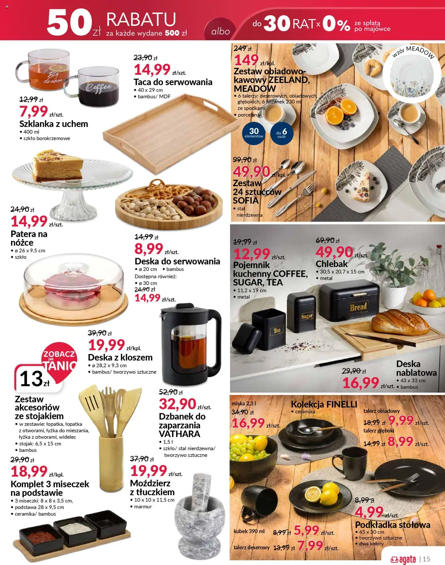 Salony Agata Gazetka od 27.01.2026 | Strona: 15 | Produkty: Szklanka, Dzbanek