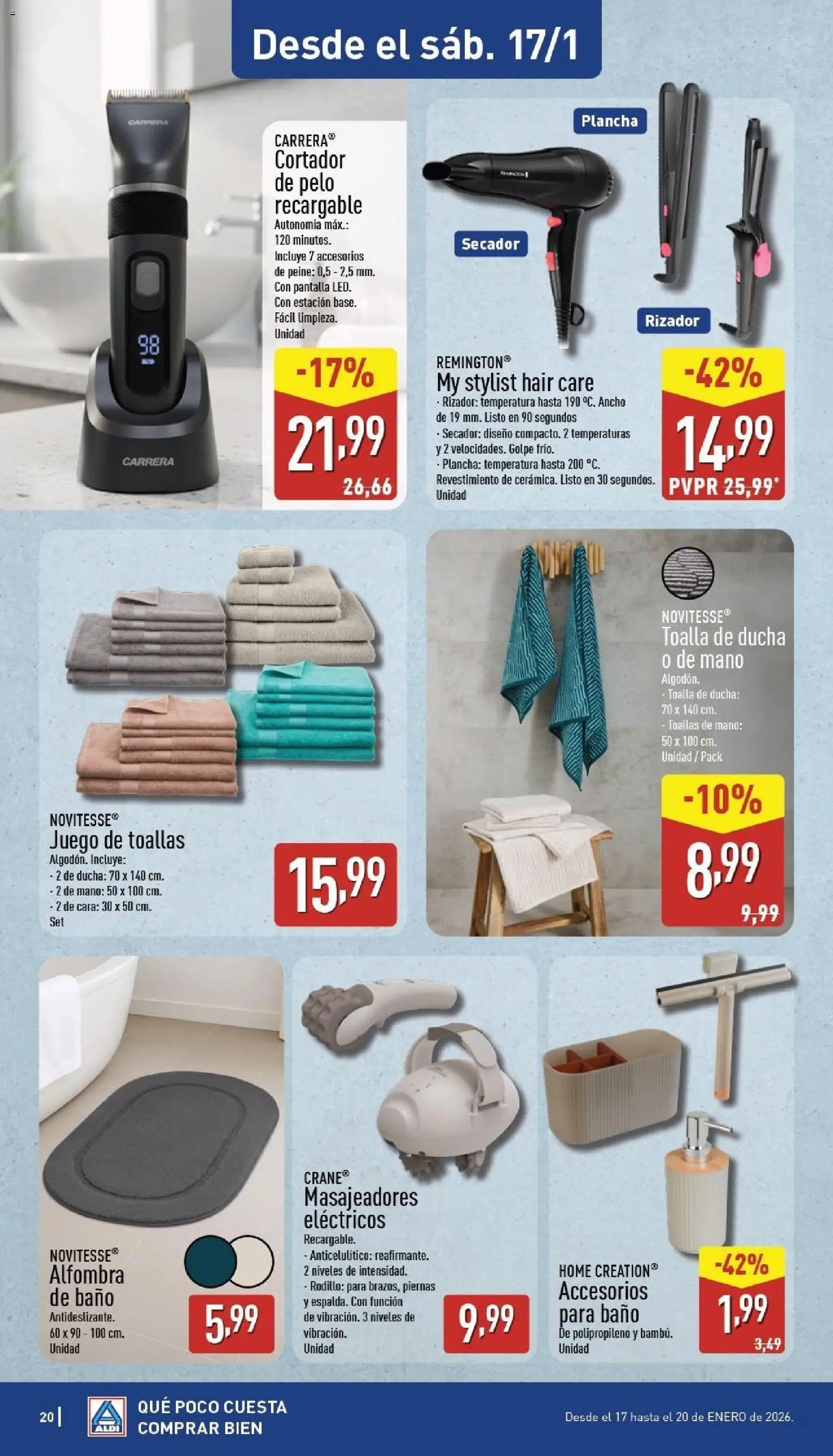 Aldi folleto Baleares │ válido desde el 12.01.2026 | Página: 20 | Productos: Plancha, Baño, Ducha, Alfombra